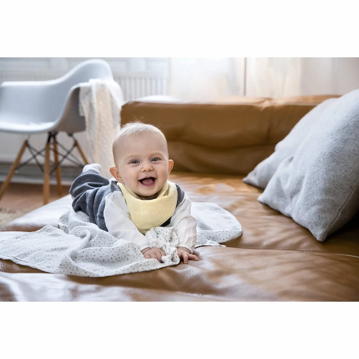 LÄSSIG Coperta Puck neonati Panno garza Set 3 pezzi cotone 80x80 cm Swaddle Garden Explorer Tractor