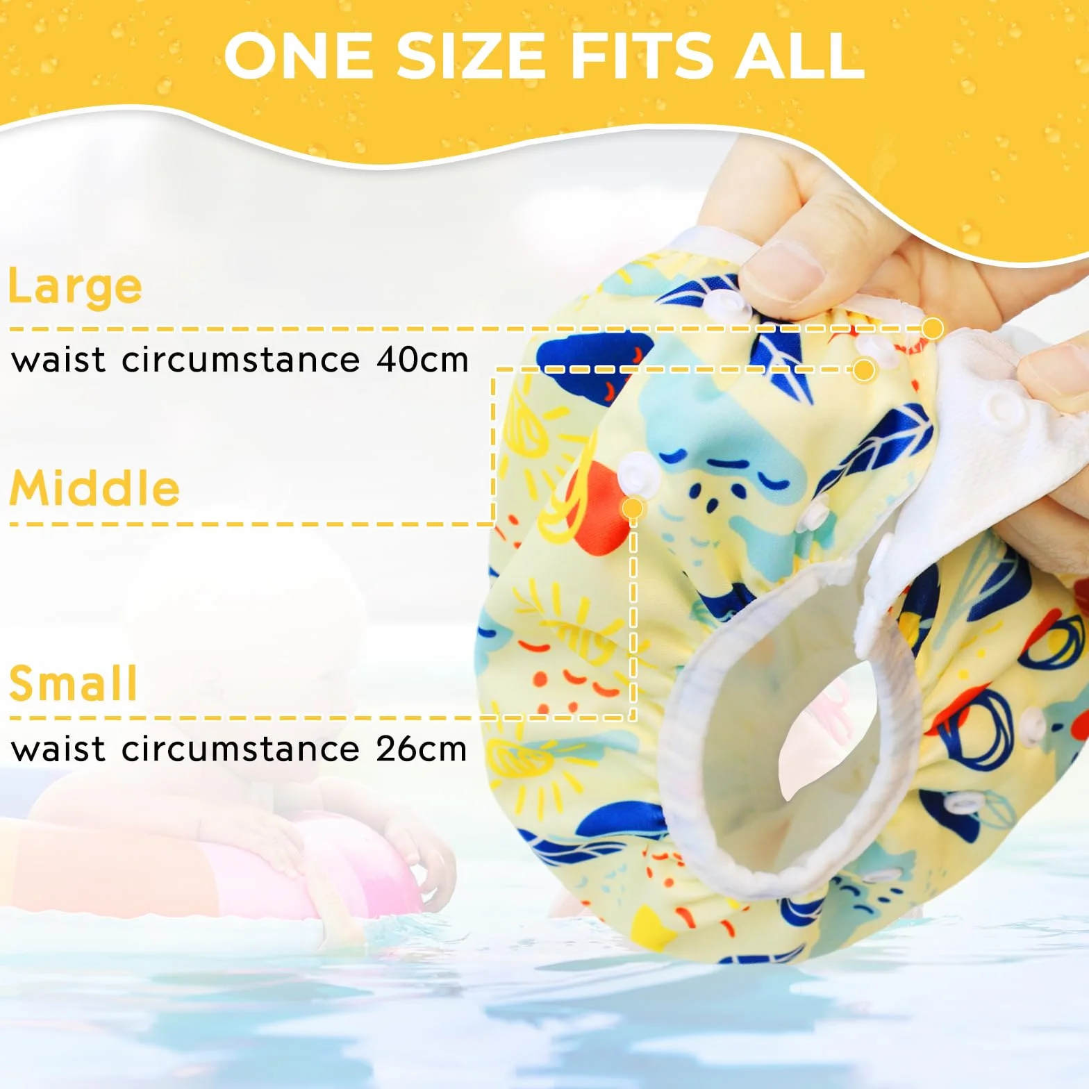 Costume Pannolino Lavabili Impermeabile Pannolino Piscina Neonato 0-3 Anni 2 Pezzi Beige e Blu