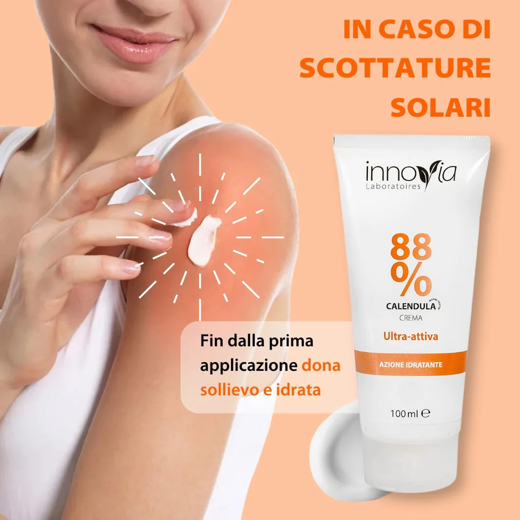 Crema alla Calendula 88% 100ml Lenitiva Emolliente per Ustioni Scottature Irritazioni Pelli Sensibili Made in Italy