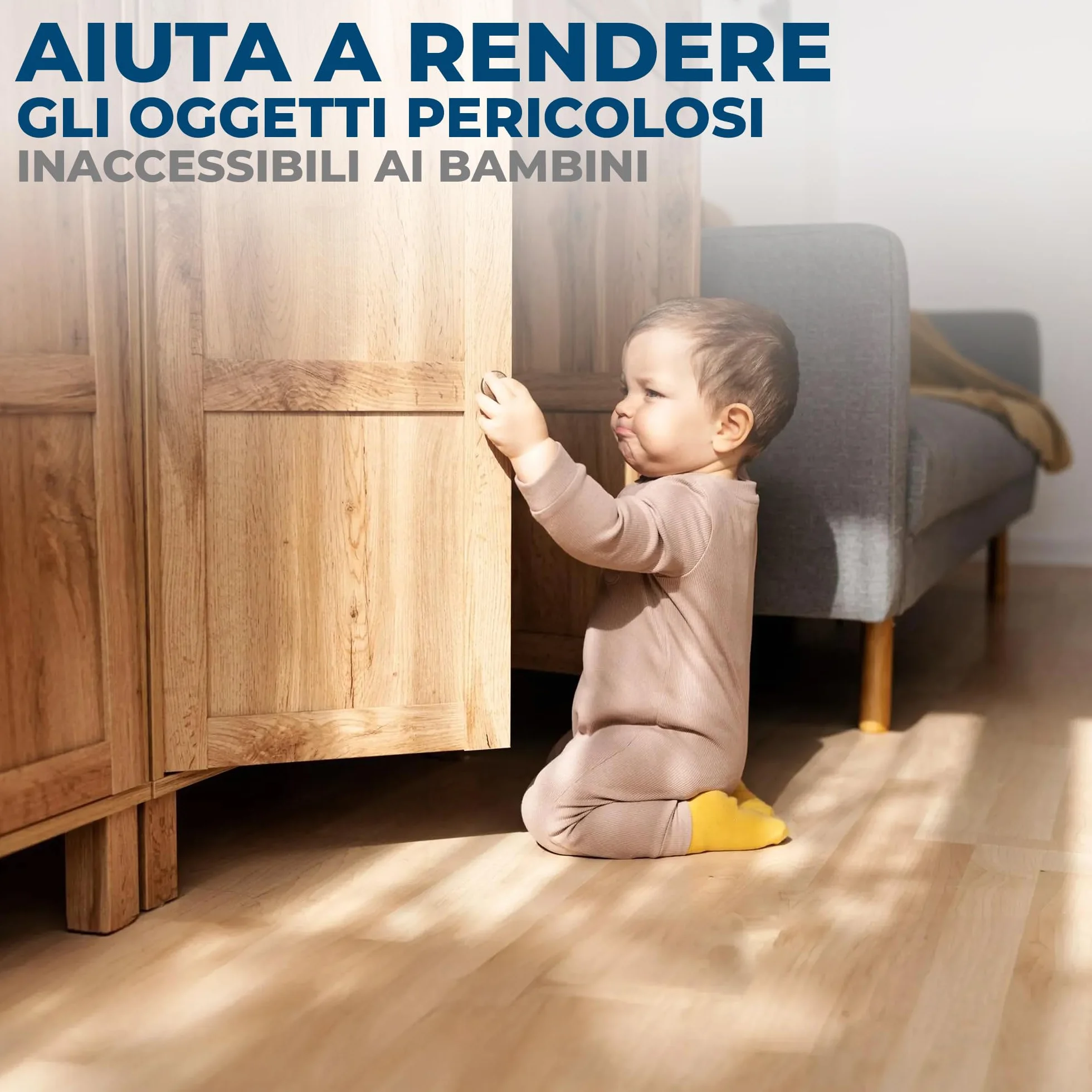 Blocca Cassetti per Bambini Hoffenbach 12 Serrature 3 Chiavi Chiusura Magnetica Bianco