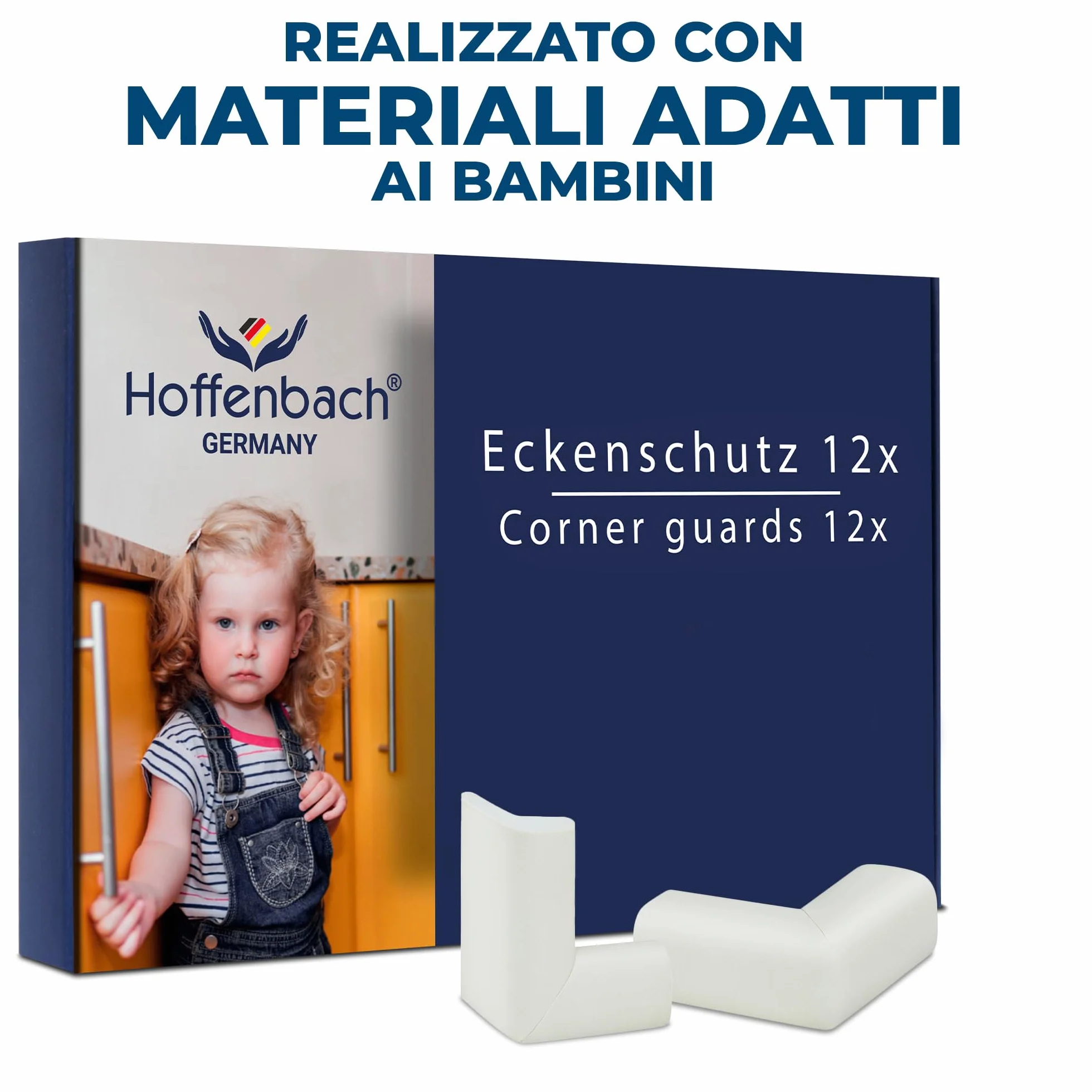Hoffenbach Paraspigoli Angolari in Gomma per Bambini, Autoadesivi per Mobili, Sicurezza Casa, Bianco