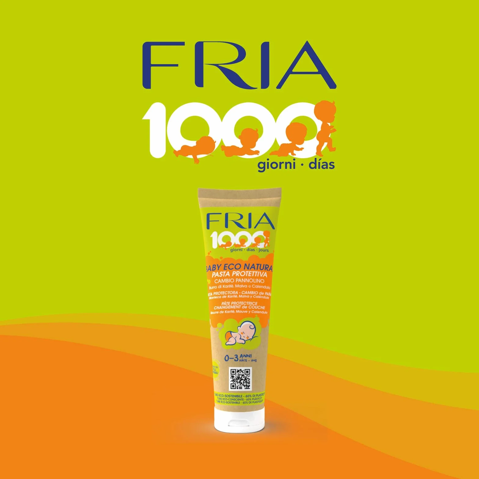 Fria 1000Giorni Crema Cambio Pannolino Protettiva Baby Eco Natural, Pasta Lenitiva con Ossido di Zinco e Calendula, 100ml