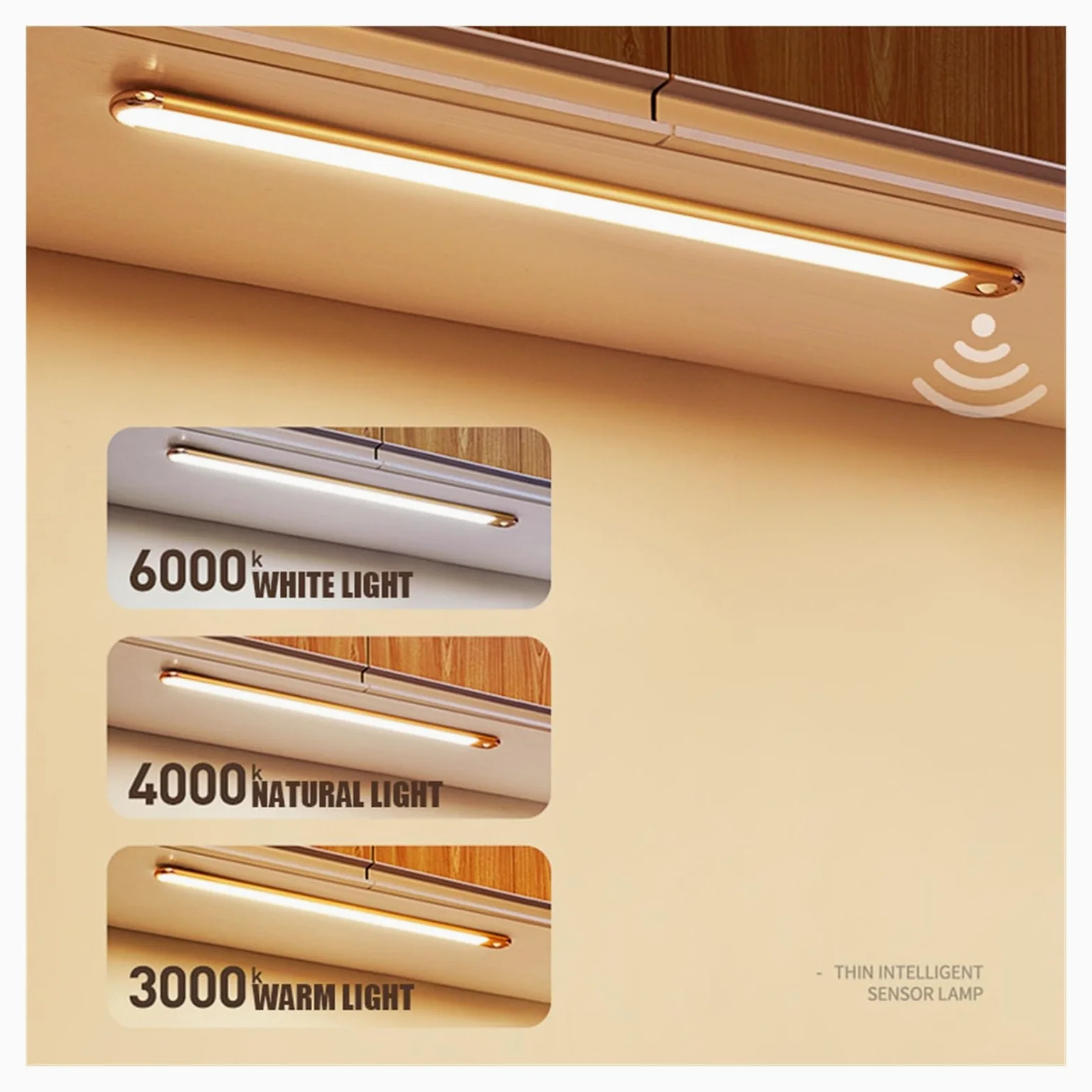 Sensore Di Movimento LED PIR Sotto L'armadio Luce Notturna USB Dimmerabile Wireless Bar Camera Da Letto Lampada Scrivania Lettura Cucina Casa Armadio Decor Rilevatore Di Movimento(A style 210mm)