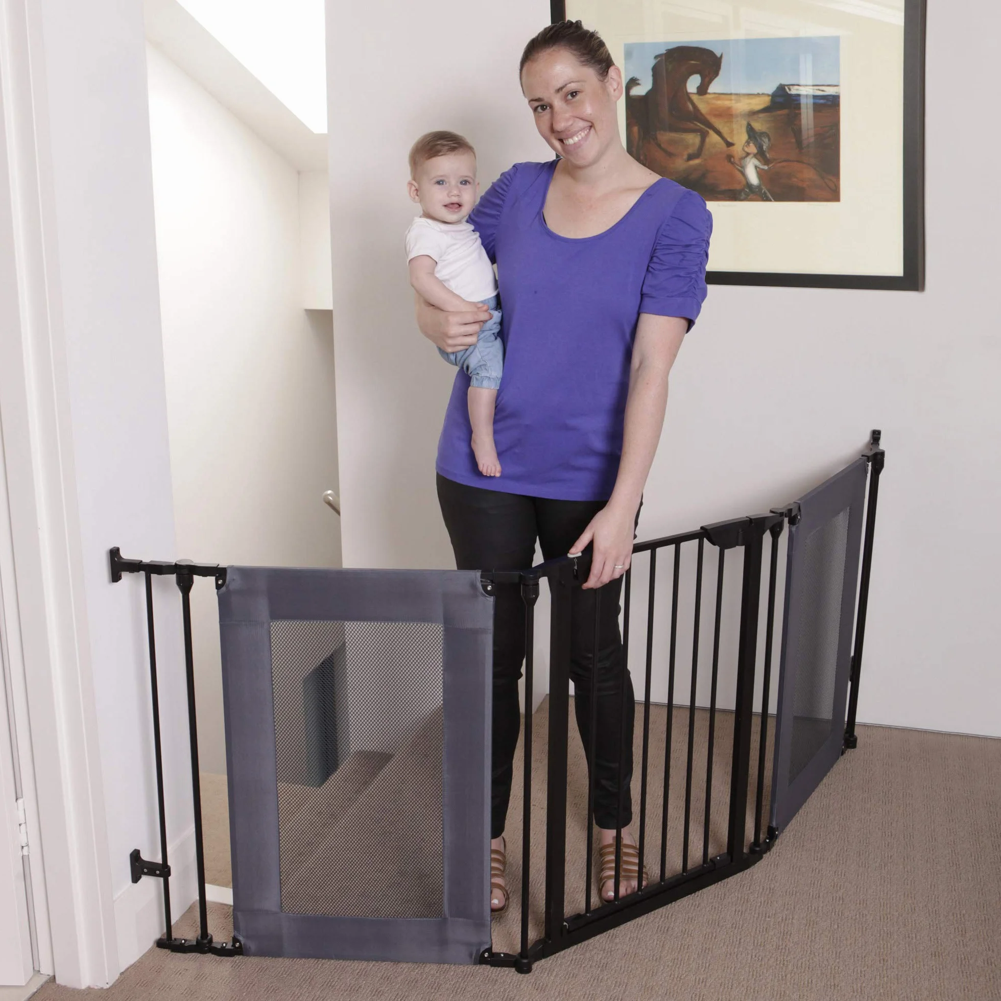 Dreambaby Denver Adapta-Gate Cancelletto di Sicurezza Regolabile, Nero, 85.5-210 cm