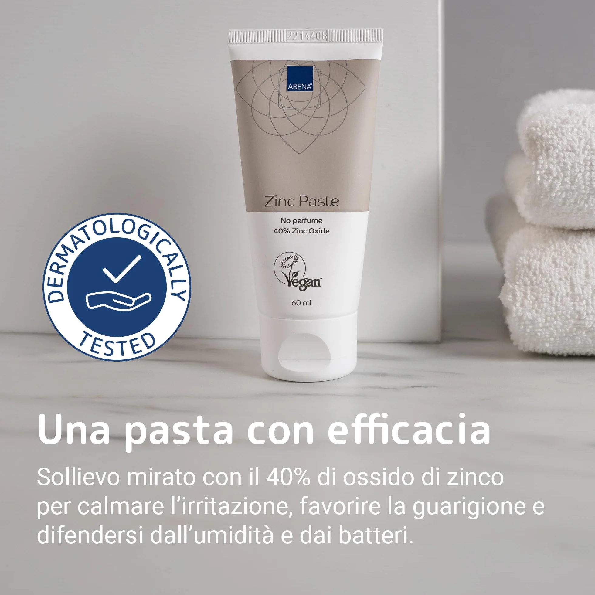 ABENA pasta di zinco 60 ml 40% ossido di zinco barriera repellente lenitivo pelle