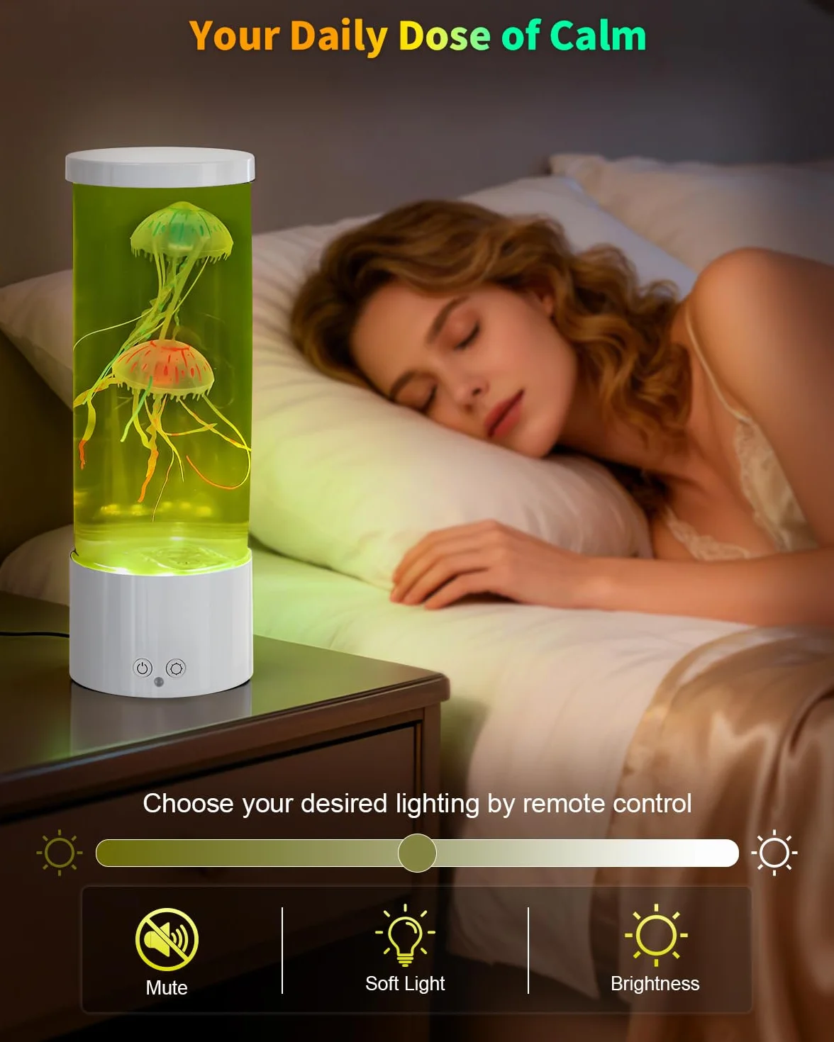 AONESY Lampada LED Jellyfish Lamp 17 colori, lampada lava Jellyfish Lamp acquario Auallen per bambini con telecomando, lampada acquario decorativa luce d'atmosfera-Bianco