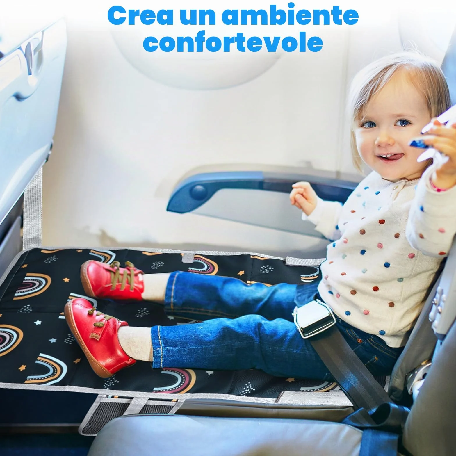Poggiapiedi Aereo Bambino Estensione Sedile Letto Viaggio Amaca con Borsa