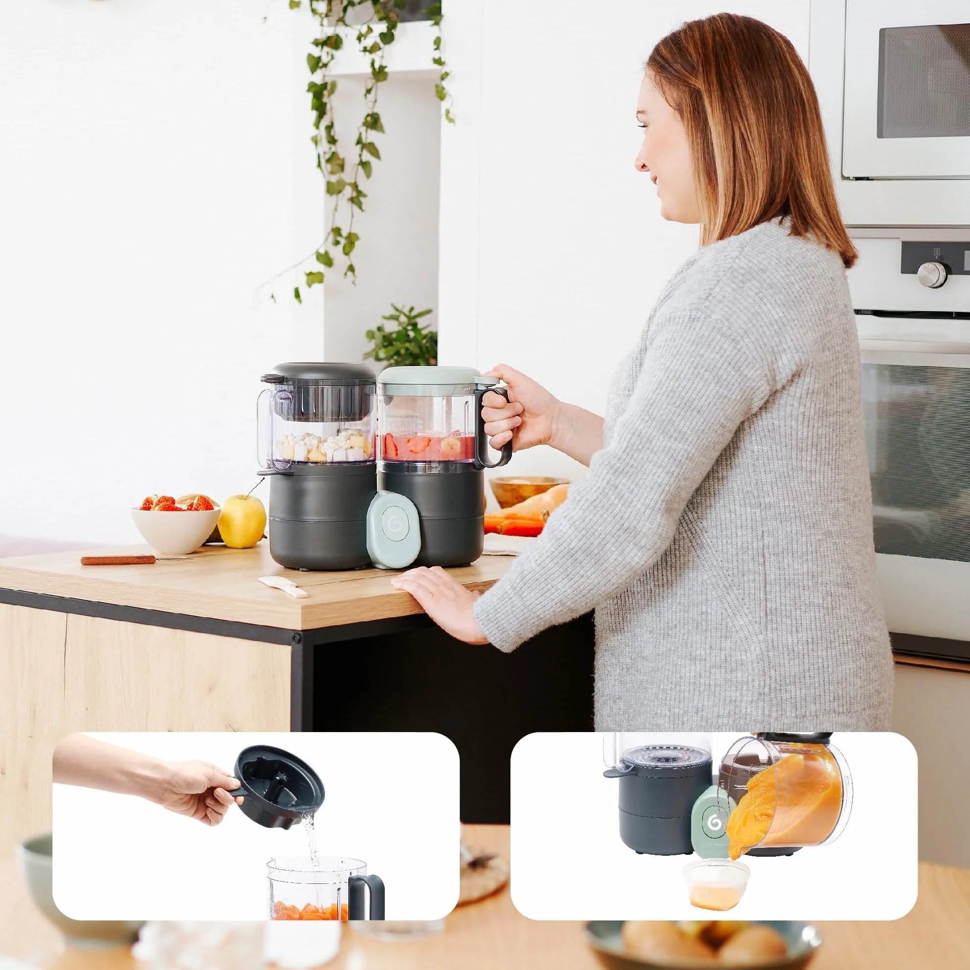 Babymoov Nutribaby One 4 in 1 Baby Food Maker, frullatore e vaporizzatore per alimenti per bambini
