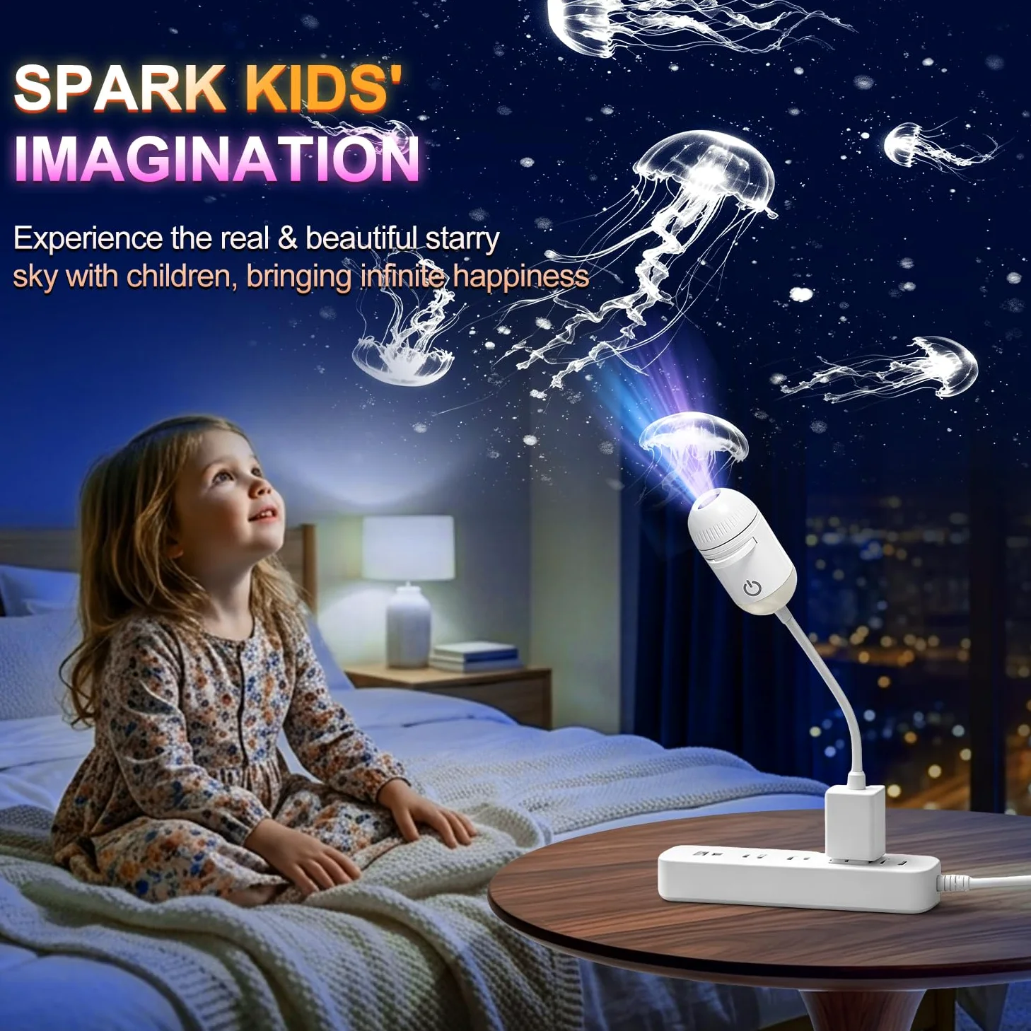 Proiettore di luce notturna della galassia, 2-in-1 USB della lampada della stella del regalo per i bambini | Luminosità regolabile, decorazione per soffitto della parete dell'auto e della stanza, 24 pellicole