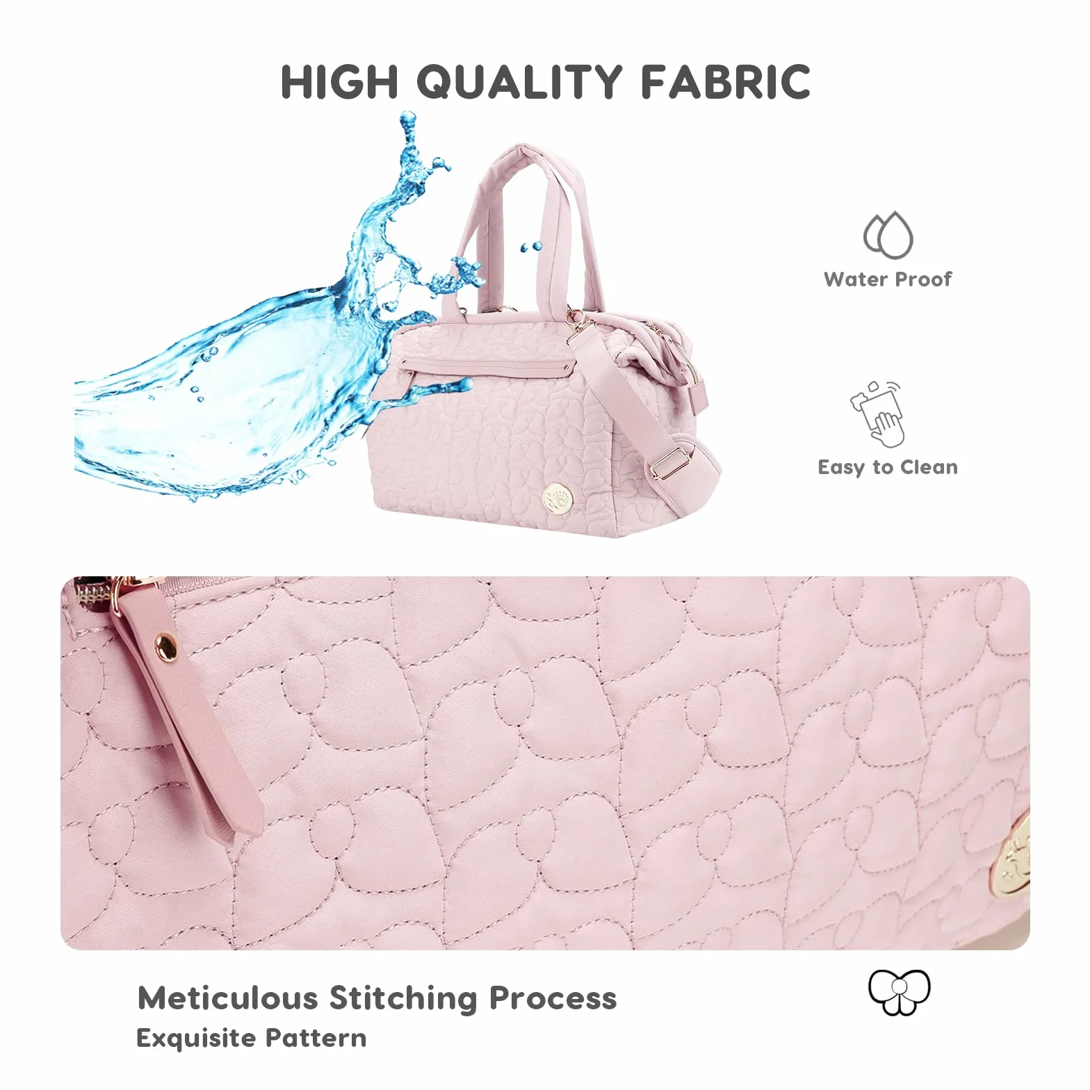 SONARIN Multitasche Fasciatoio Neonato Borsa Tracolla Grande Capacità Pannolini Viaggio Rosa