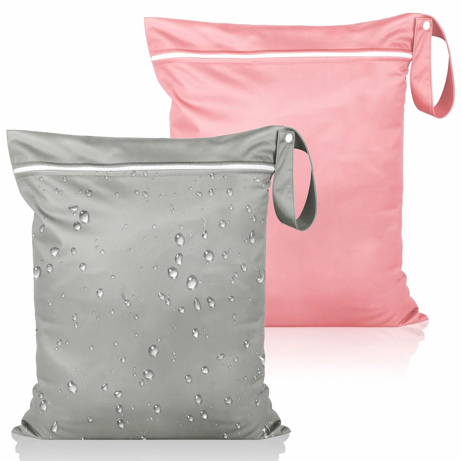 Torba impermeabile per nuoto 36x30 cm con chiusura lampo grigio rosa