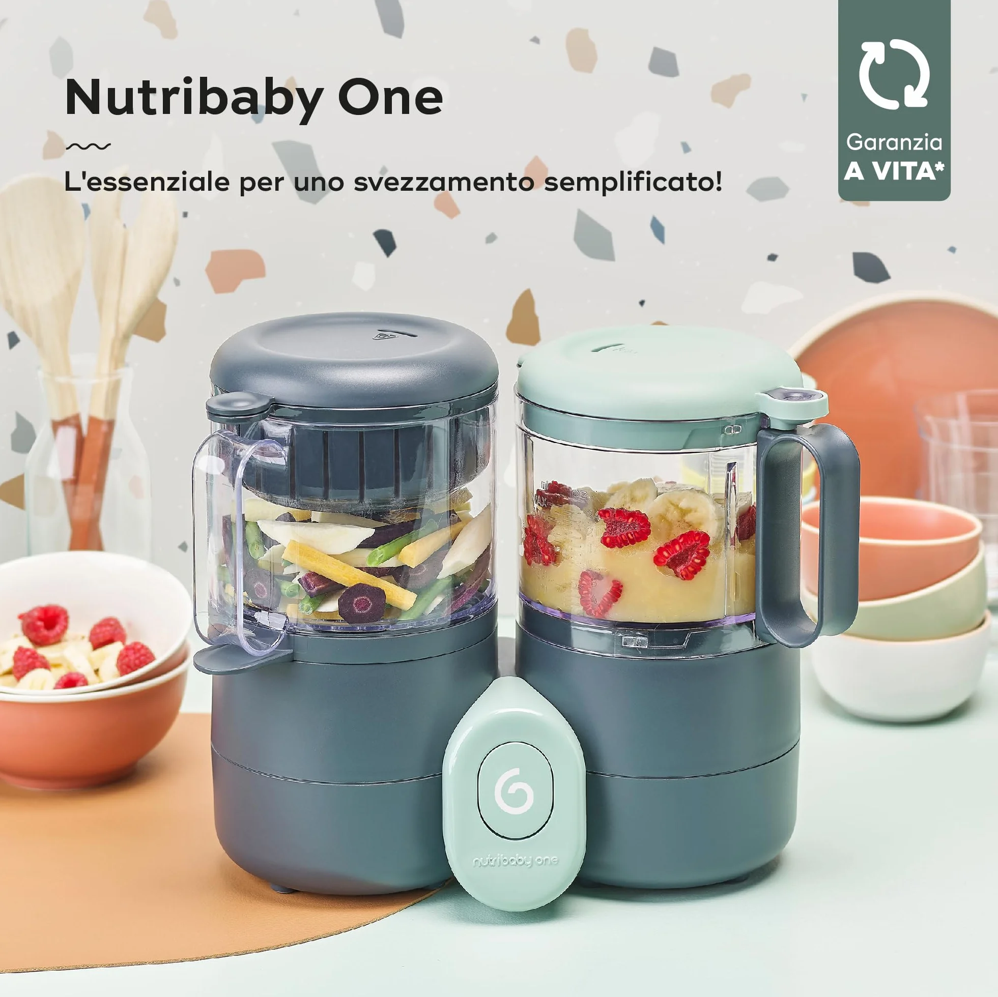 Babymoov Nutribaby One Robot Multifunzione 4 in 1 Cuocivapore Frullatore Riscalda Omogeneizzati Scongela