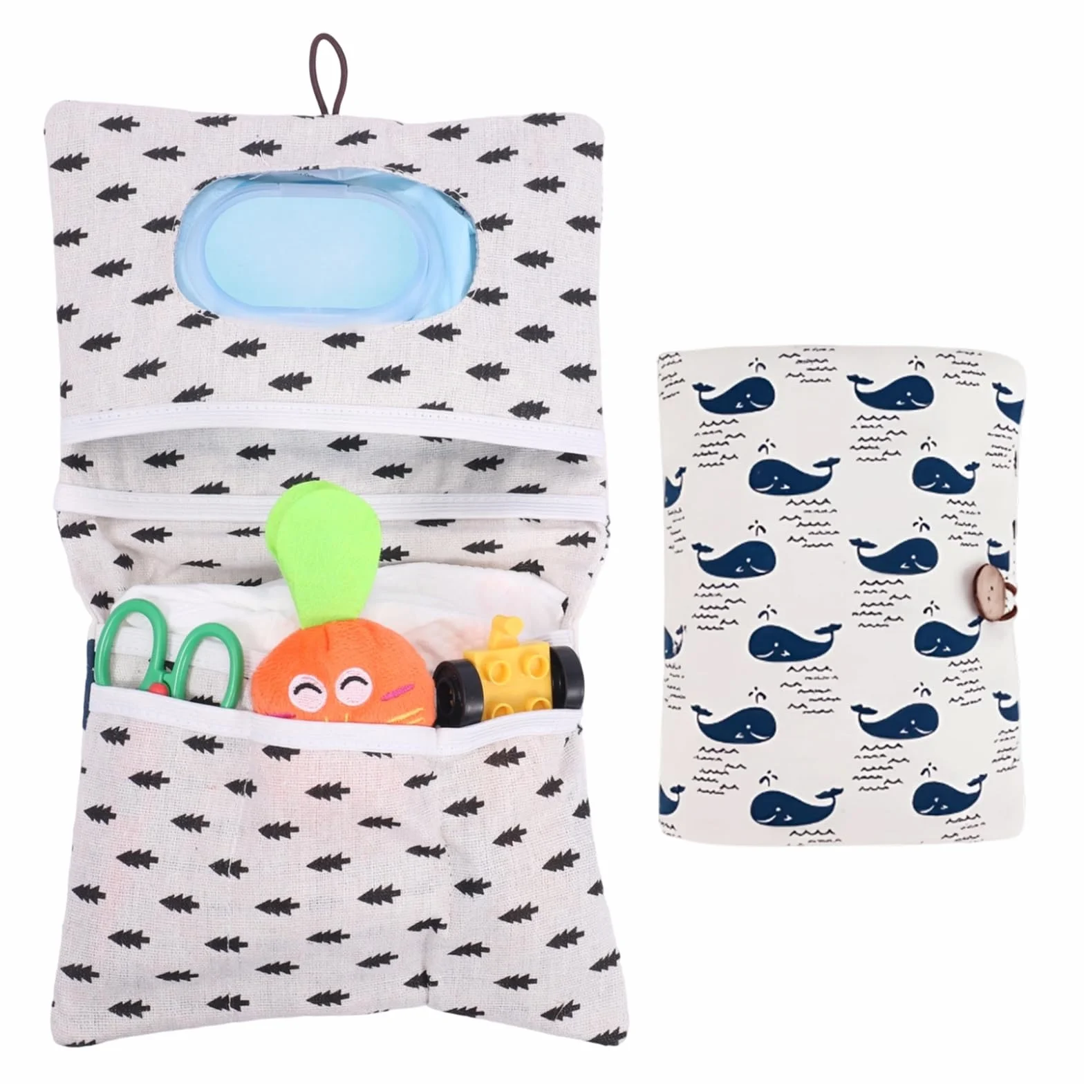 Porta Pannolini Organizer 2 in 1 Beauty Case, Pieghevole Compatto per Viaggio Salviette Creme