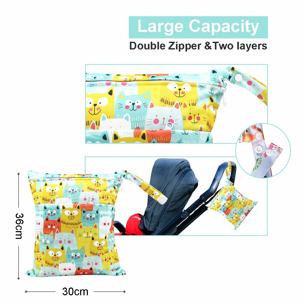 Wetbag Pannolini Riutilizzabile, Borsa Pannolini Lavabile con Zip Impermeabile, 3 Pezzi, Giallo