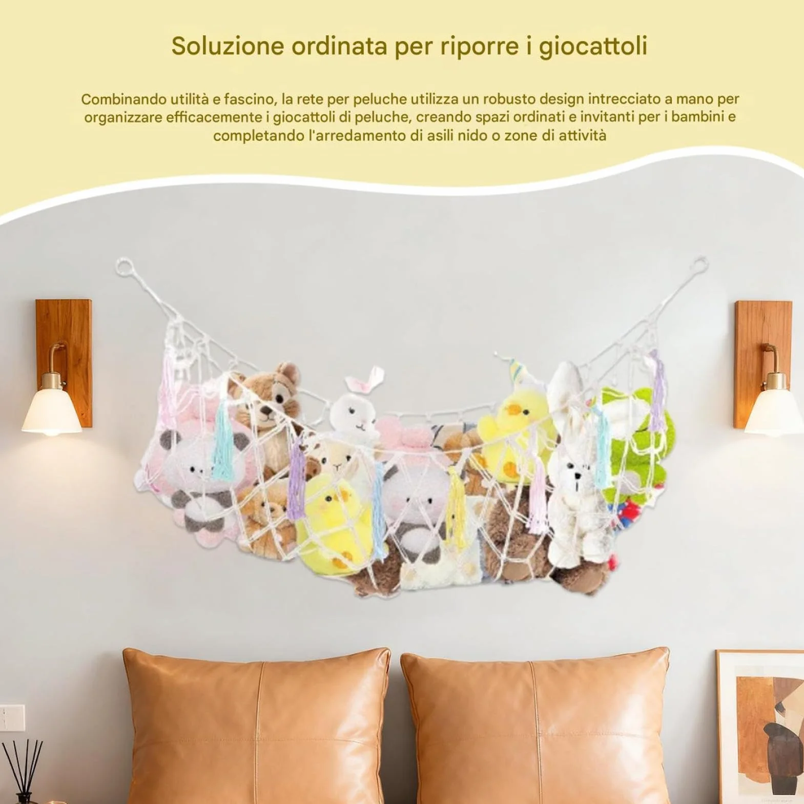 Rete per Animali di Peluche 150 cm Macramè Intrecciato Appendino Bohémien