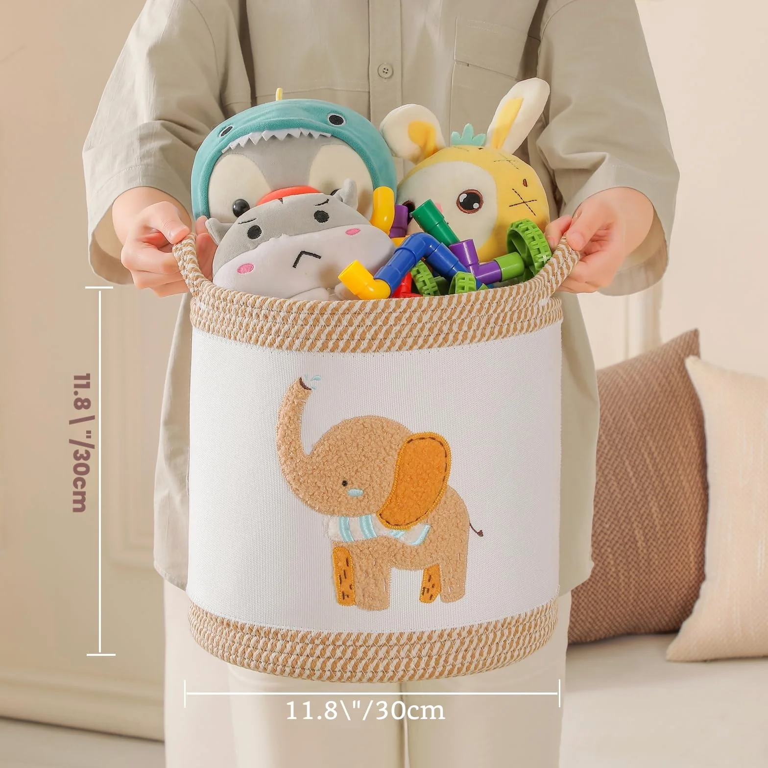 Ceste Portaoggetti Pieghevoli per Bambini Set Giallo Leone Giraffa Elefante