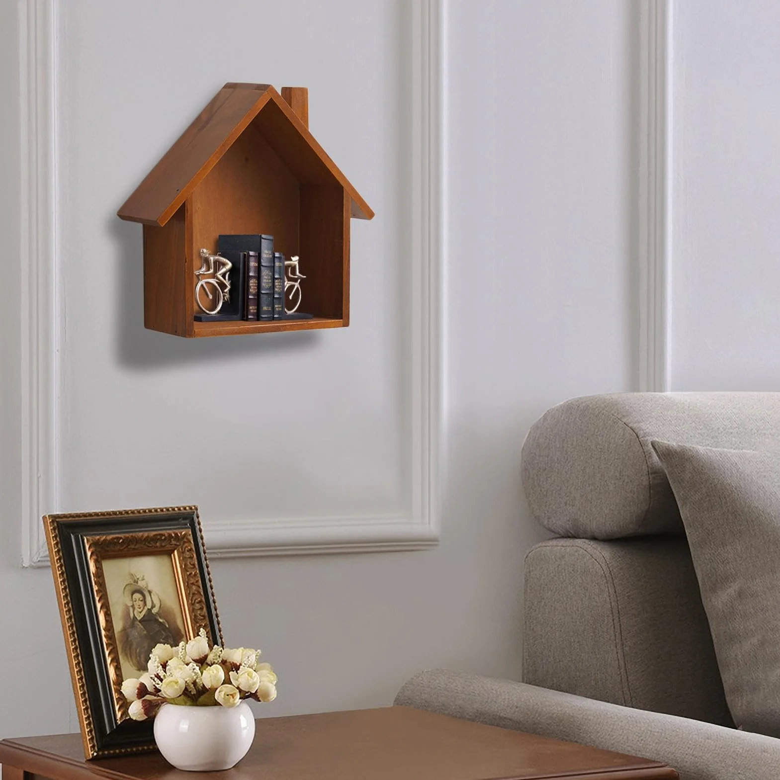 Scatola a Forma di Casa Scaffale di Curiosità per Cornice Decorativa