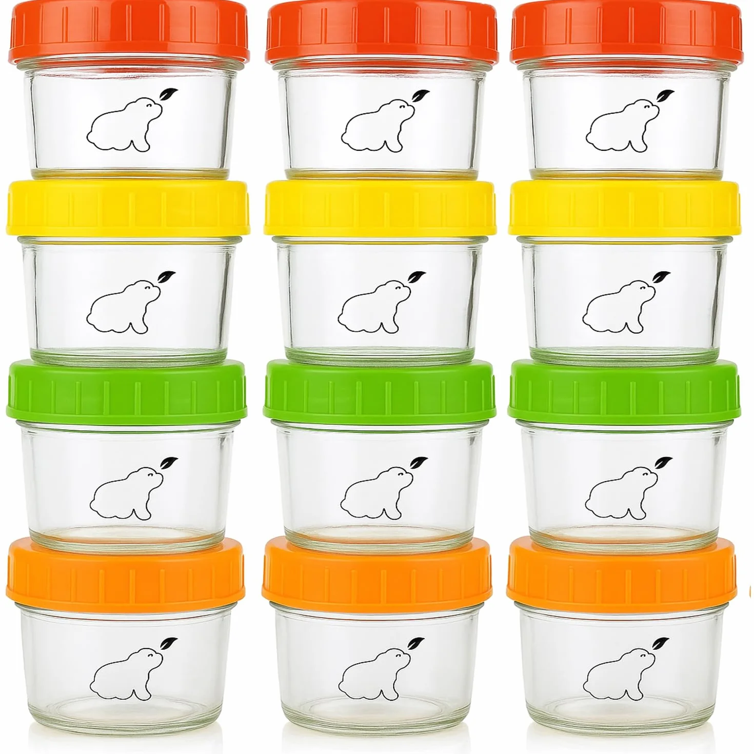 Contenitori Alimentari Vetro Ermetici 120ml 12pz per Pappa Neonati Lavastoviglie Freezer Microonde Privi di BPA