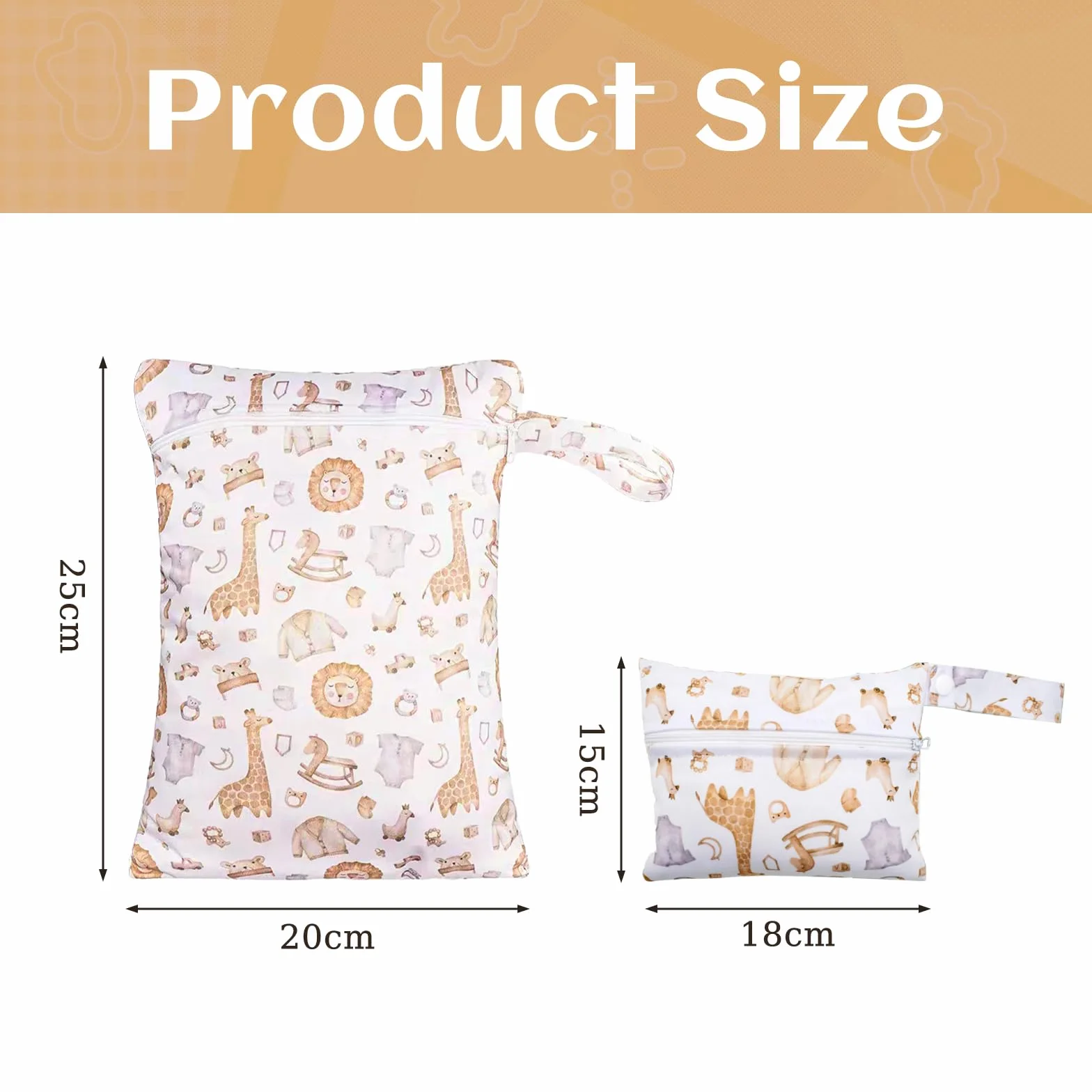 Wetbag Pannolini Lavabili Impermeabile Riutilizzabile con Doppia Cerniera 2 Pezzi