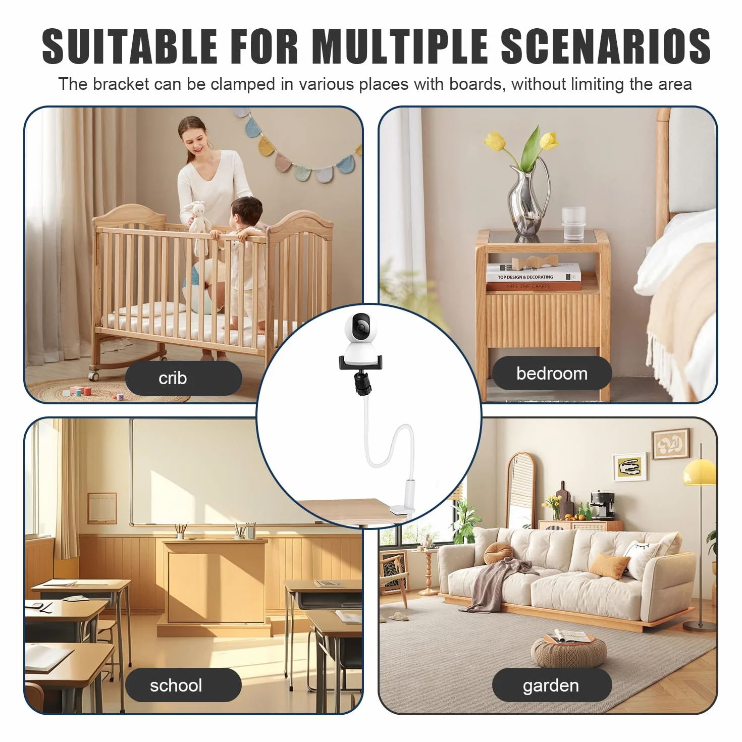 Supporto Baby Monitor Universale Flessibile per Lettino Scrivania, Compatibile con ABM700/SM50B/UU24/BM01/HB6550/HB65/HB6560