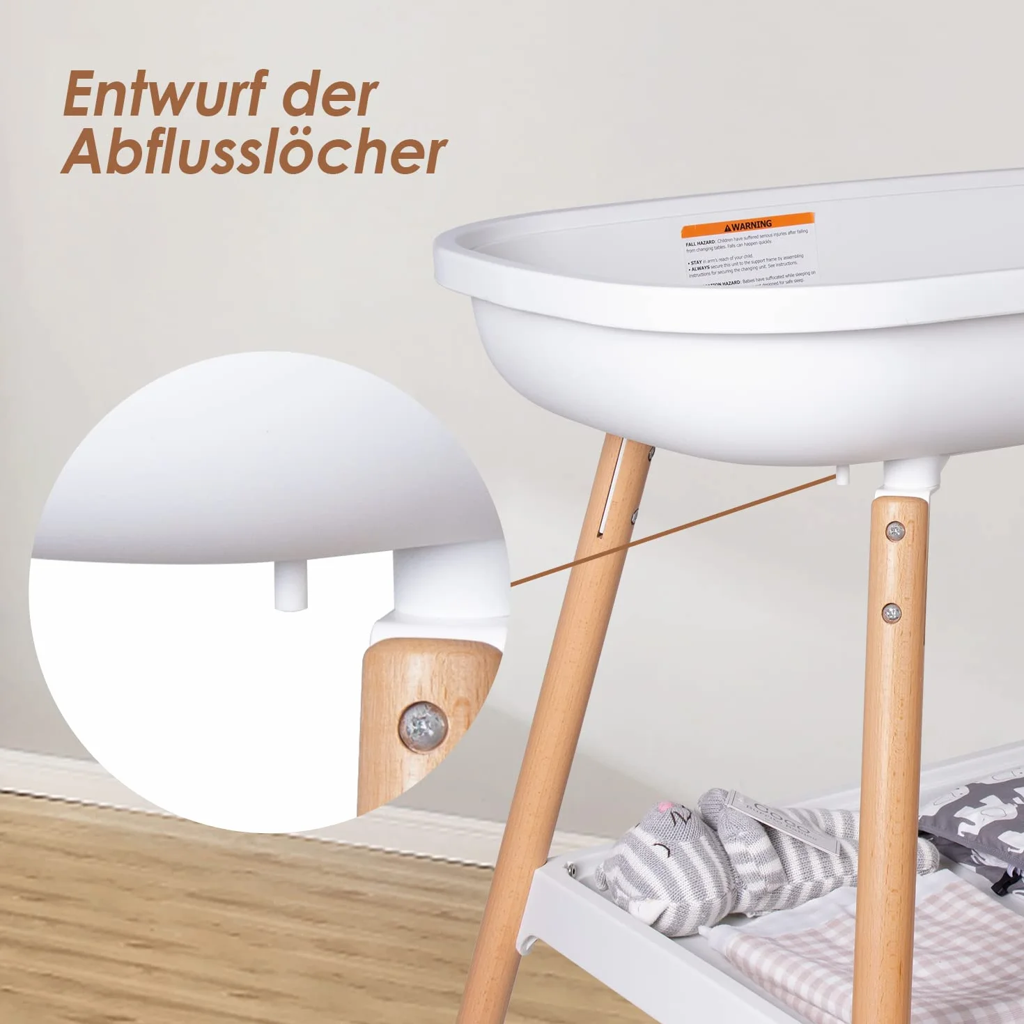 Beberoad Fasciatoio Neonato Regolabile in Altezza 51x79x90CM Bianco 0-12 Mesi 25kg