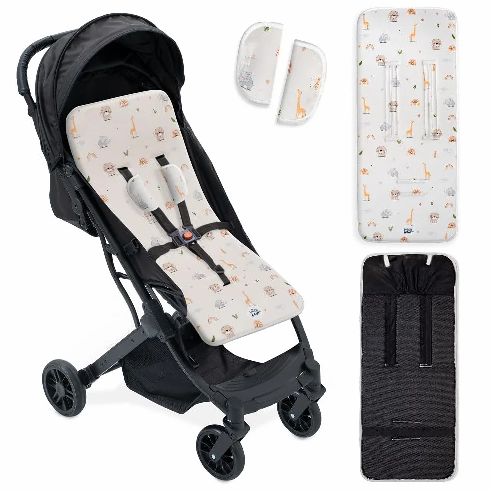 Materassino per passeggino universale Interbaby Safari Beige 100% cotone 84 x 34 cm traspirante