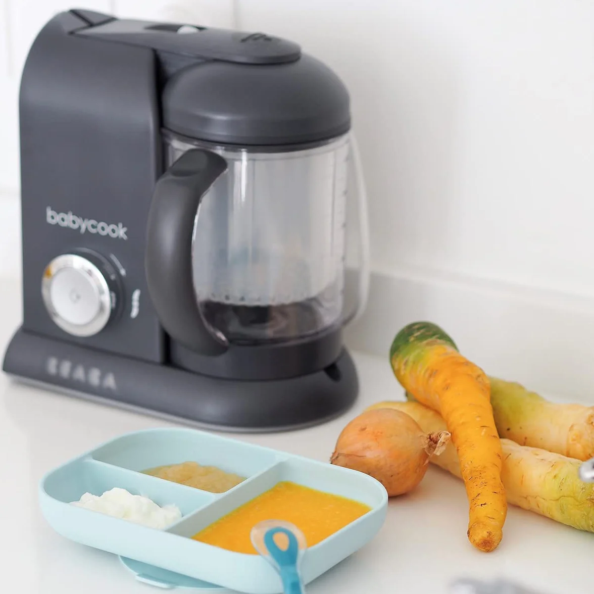 BÉABA Babycook Solo Robot do Pary 4 w 1 Mixer Cottura dla Niemowląt i Dzieci Ciemnoszary