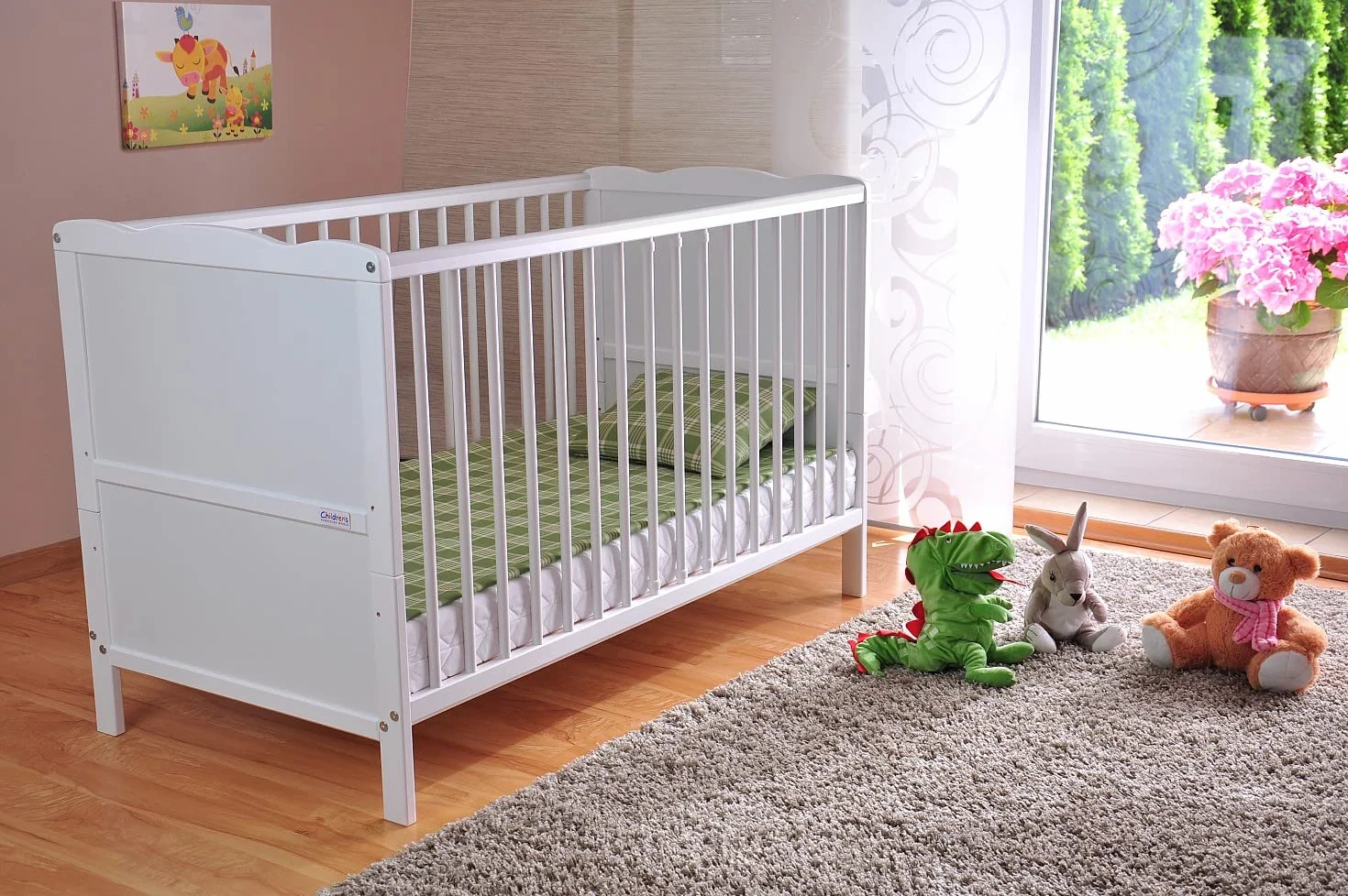 Marsell Lettino per bambini con materasso in schiuma regolabile in altezza trasformabile in culla bianco