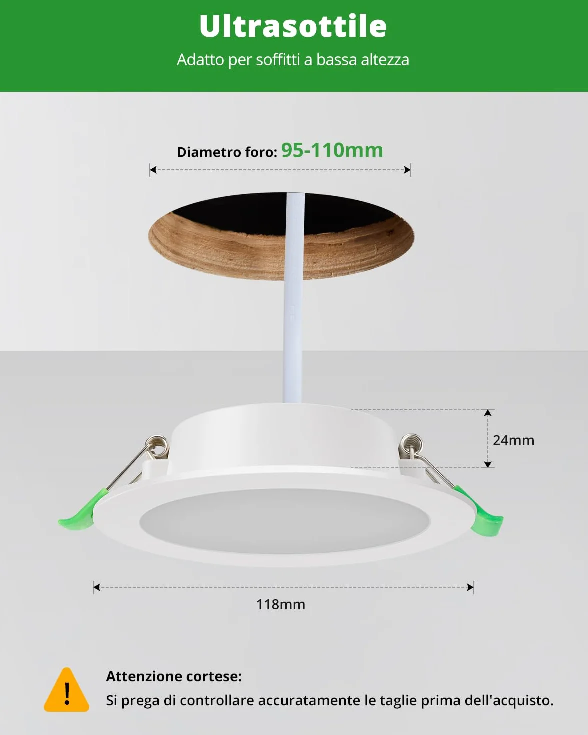 HOMEOW 12x Faretti LED da Incasso per Cartongesso, 220V 7W 4000K Luce Naturale Faretti LED Interno da Incasso, IP44 Faretto per Bagno, Diametro 118mm, Diametro foro 95-110mm