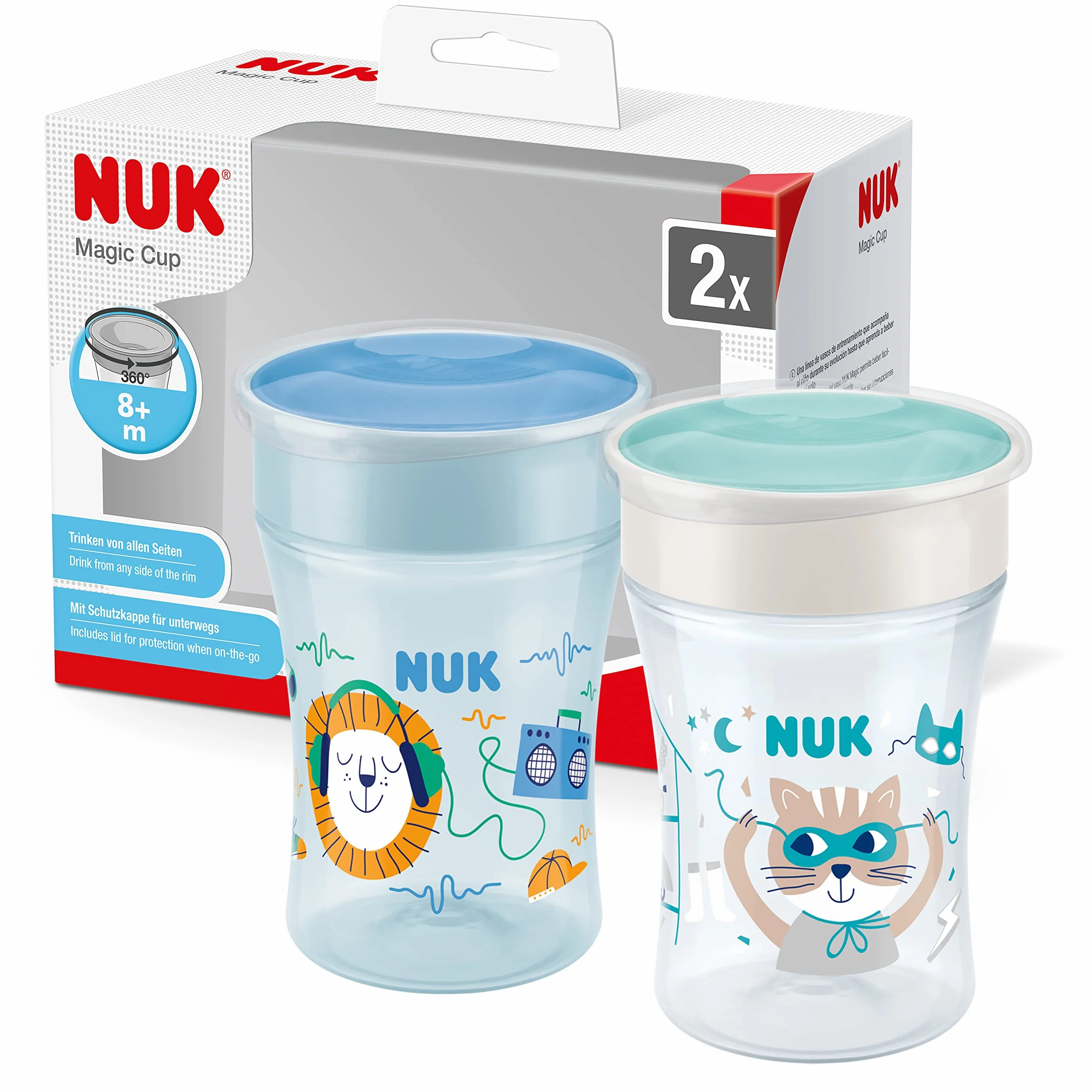 NUK Magic Cup bicchiere antigoccia 360° 230 ml Blu 2 pezzi 8+ mesi Senza BPA
