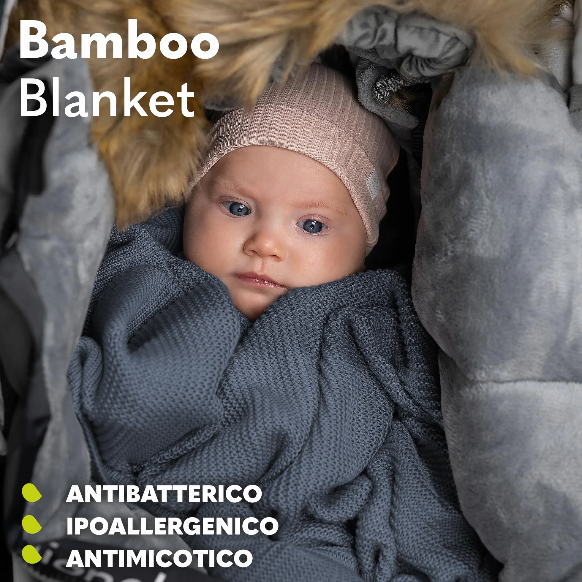 Lionelo Bamboo Blanket 100x75cm Leggera Coperta Neonato Bambù 100% Cotone Naturale Morbido Antibatterico Ipoallergenico Antimicotico