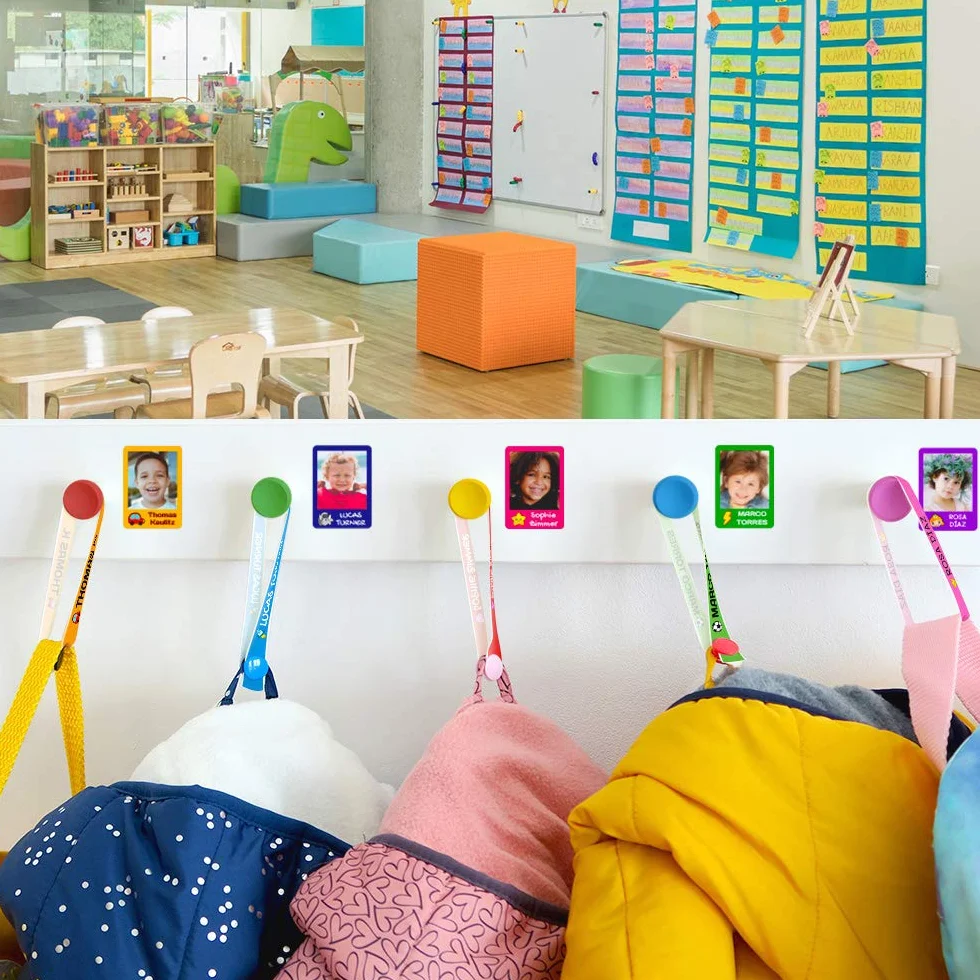 ETIKIDS 6 Cinghie per Appendere Vestiti Bambini Personalizzate con Nome, Etichette in Tessuto per Giacche, Grembiuli e Zaini, Senza Cucire, Lavabili