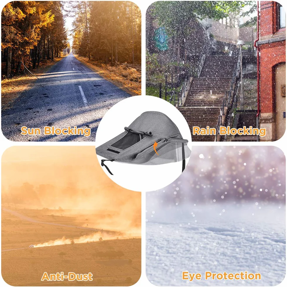 Parasole per Passeggino Universale Regolabile UV 50+ Protezione Solare con Custodia Grigio