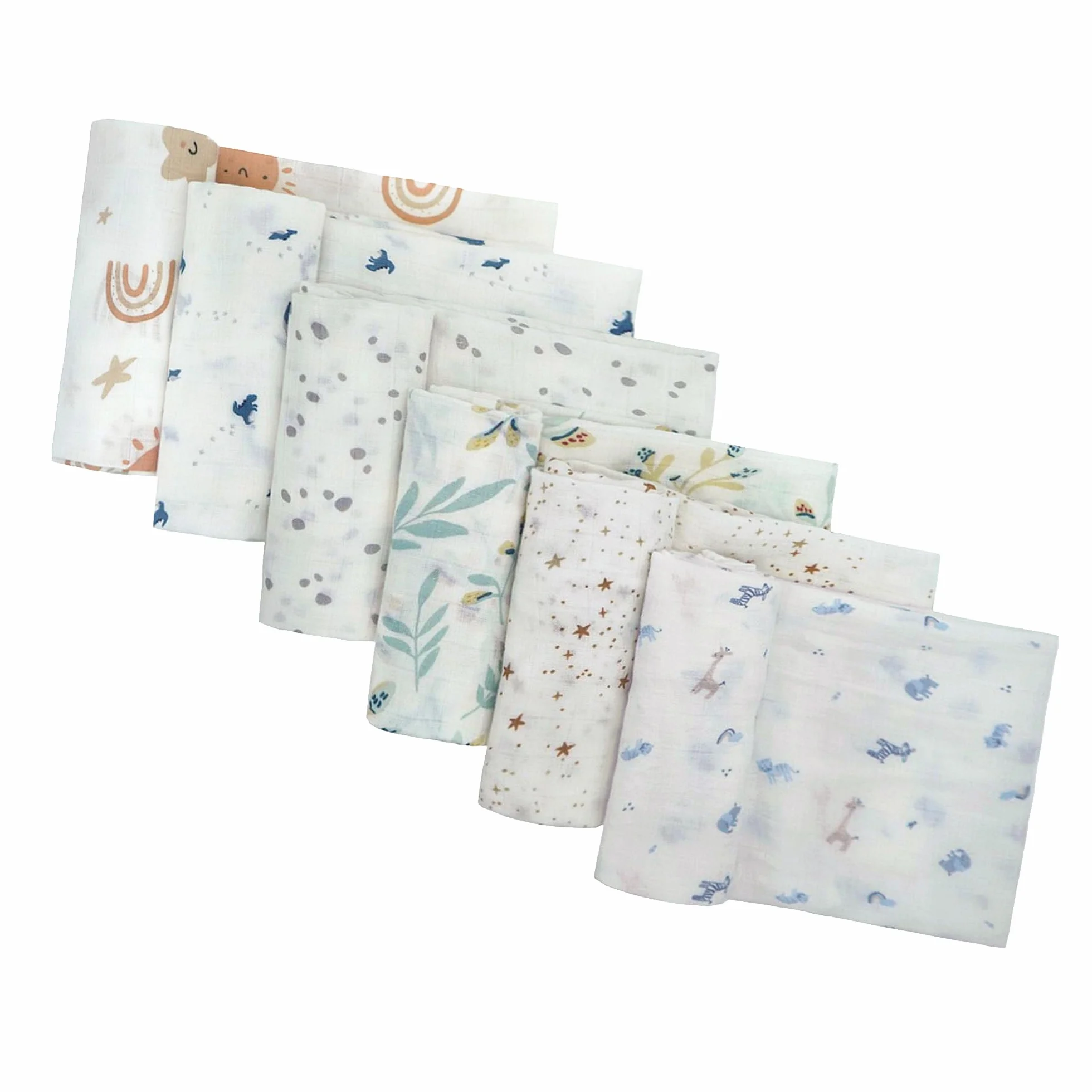 Set 4 Pezzi Mussole Cotone per Neonato 80x80cm Panni in Mussola Morbido Traspirante Copertina Cotone (6 Pezzi)