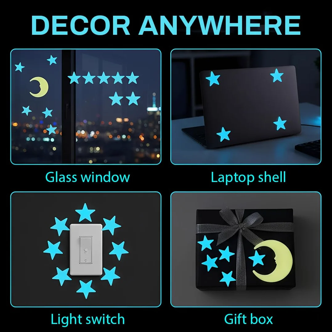 Stelle Luminose Adesivi da Parete 3D 103 Pezzi Cameretta Bambini Cielo Stellato
