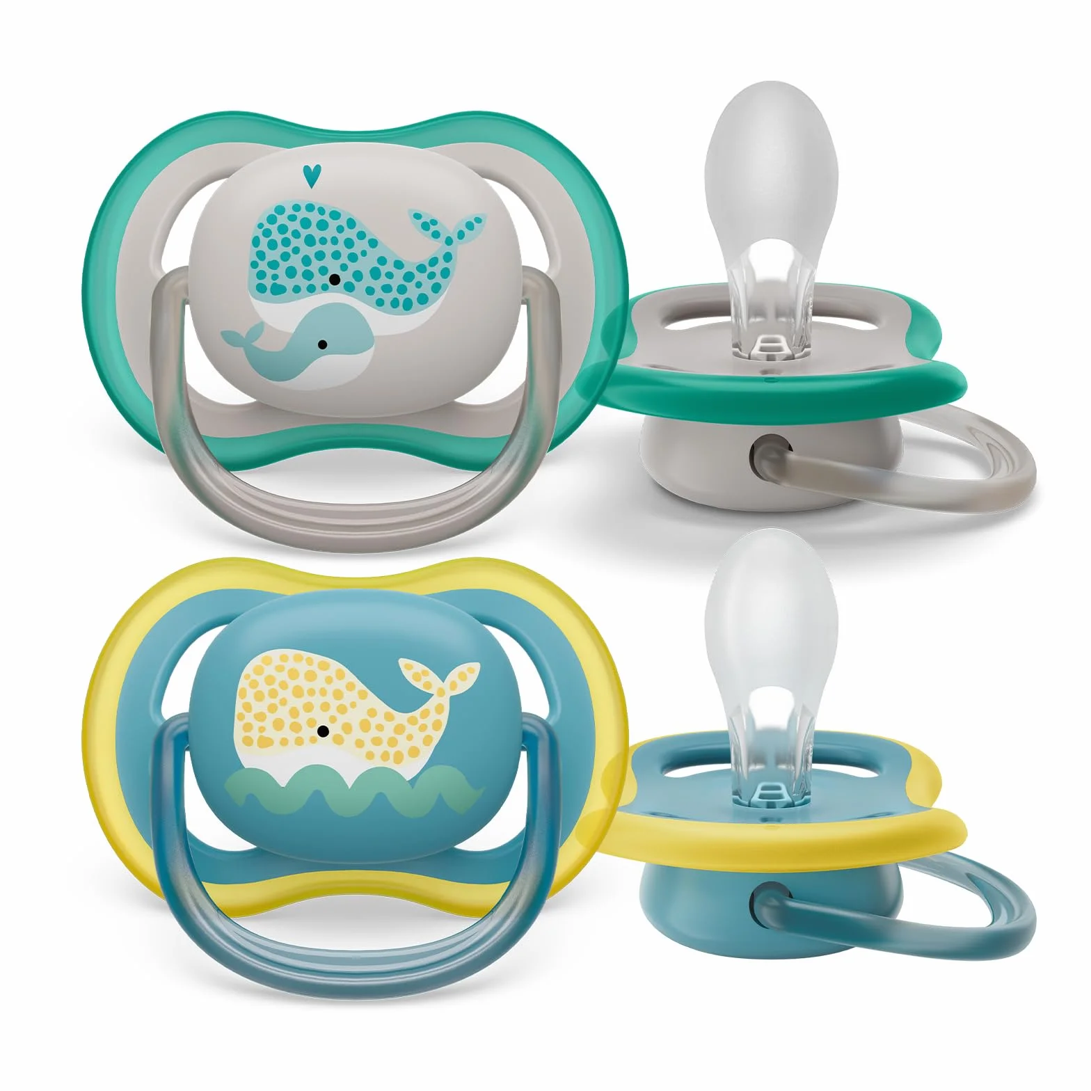 Philips Avent Ultra Air Ciucci Leggeri Traspiranti 18 Mesi Senza BPA Pulsante Fluorescente Confezione da 2 SCF349/24