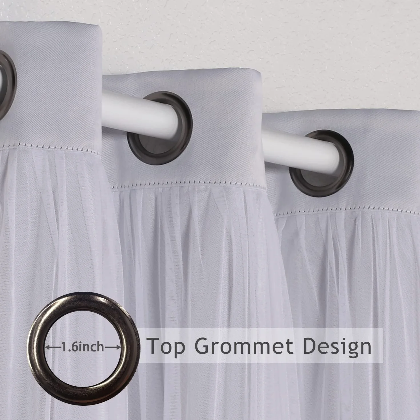 Bonzer Tende Oscuranti a Doppio Strato Bianco Grigio 132x213 cm Set 2 Pannelli