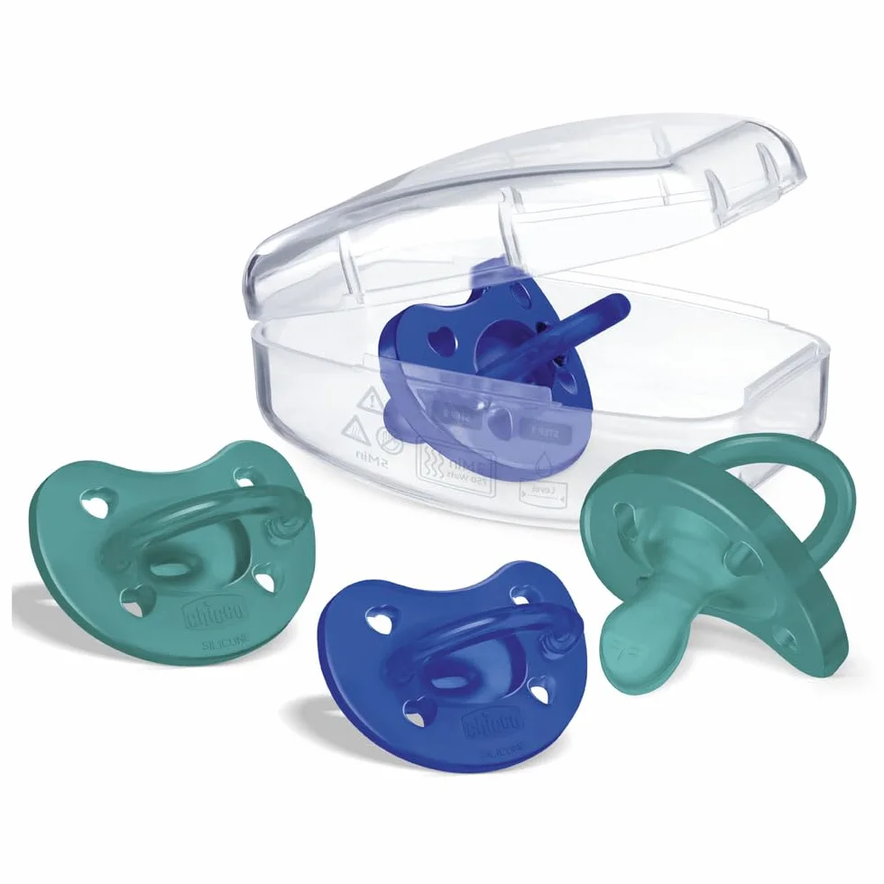 Chicco Physioforma Ciuccio Silicone 16-36 Mesi, Supporta Respirazione Fisiologica, Verde Acqua e Azzurro
