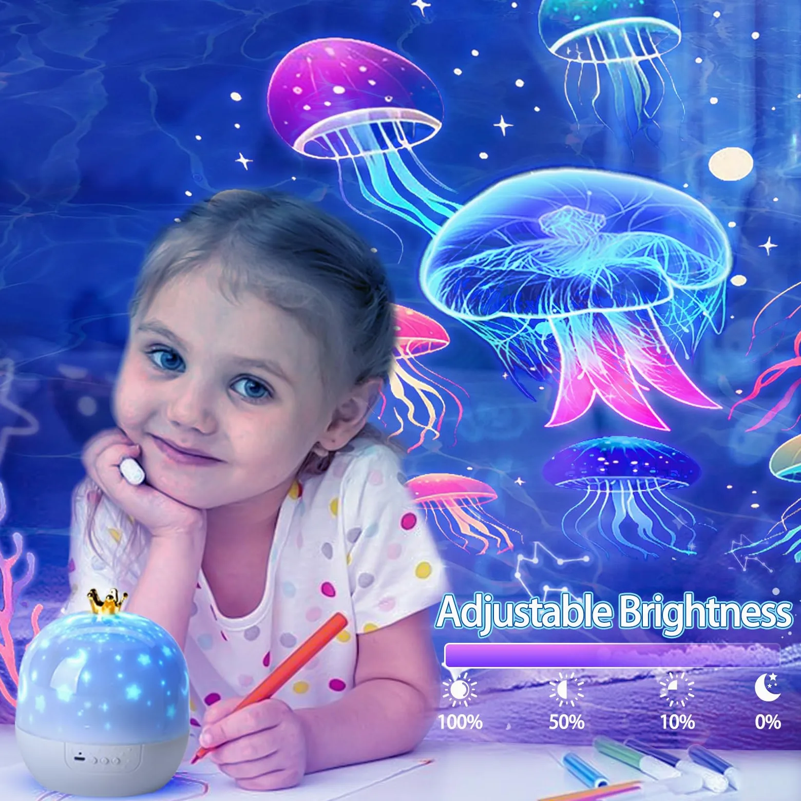 21 set di proiettori di luce notturna oceanica, proiettore per bambini per camera da letto, proiettore a stelle per soffitto, rotazione a 360 gradi, luce notturna per bambini, per decorare