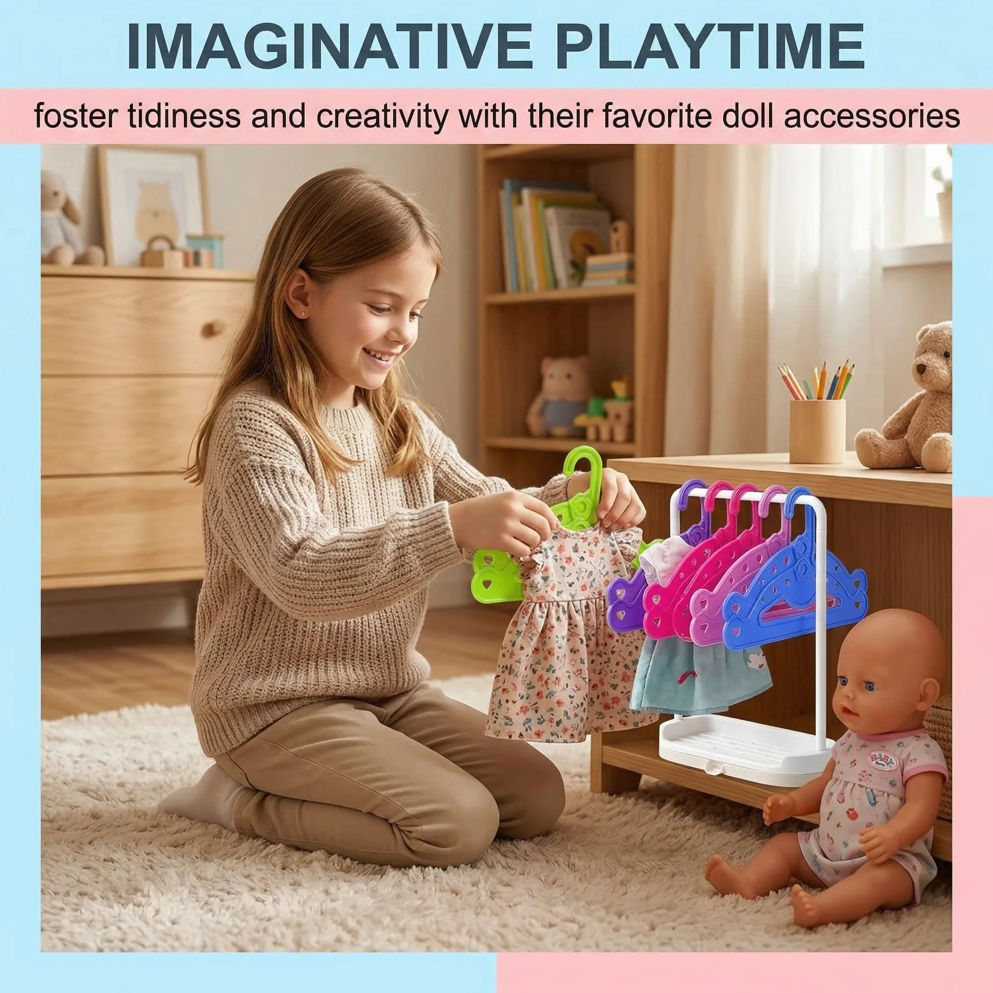 Set da 10 Appendini per Abiti di Bambole, Accessori Baby Born Compatibili