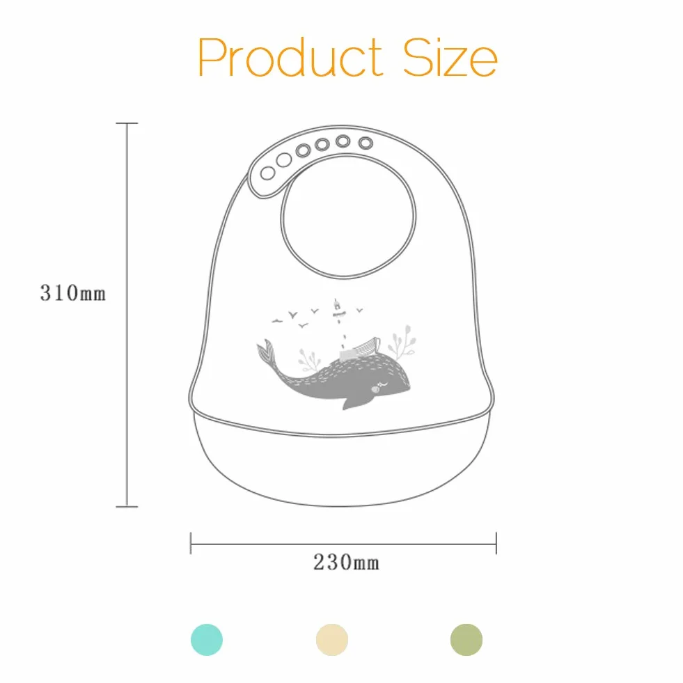 Bavaglini in Silicone Impermeabile 3 Pezzi con Tasca Raccoglipappa per Bambino