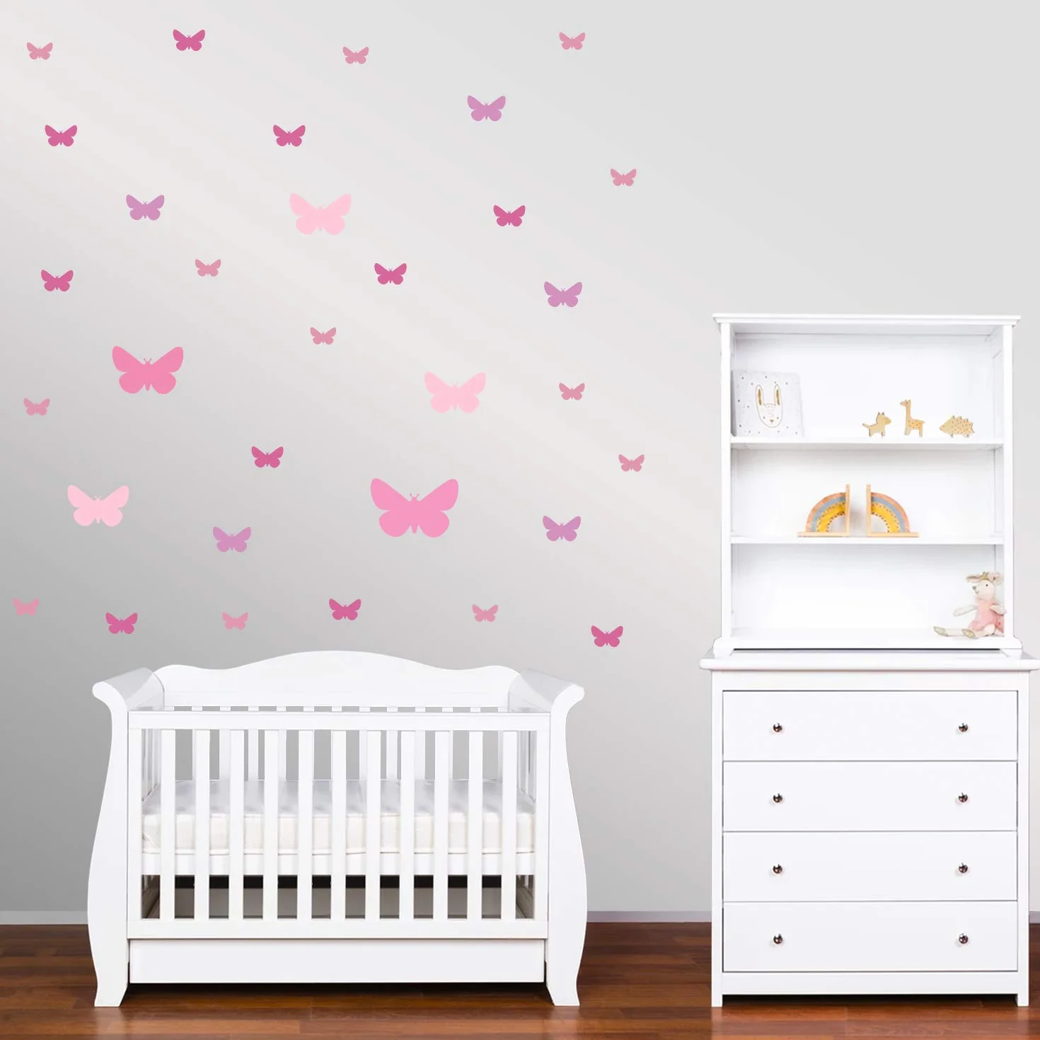 PREMYO Set 32 Adesivi Murali Farfalla - Wall Stickers Muro Cameretta - Decorazione Parete Camera da Letto Rosa
