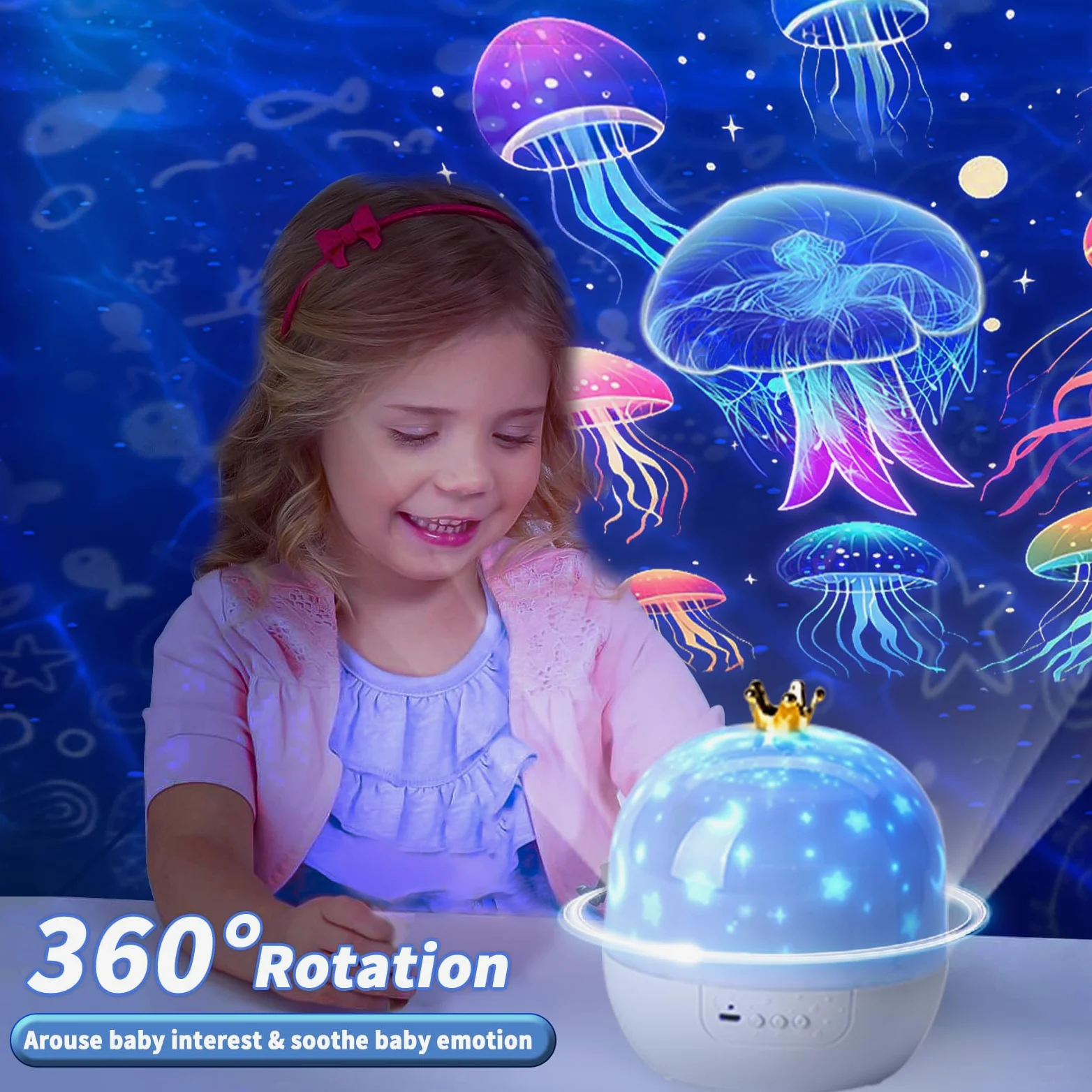 21 set di proiettori di luce notturna oceanica, proiettore per bambini per camera da letto, proiettore a stelle per soffitto, rotazione a 360 gradi, luce notturna per bambini, per decorare