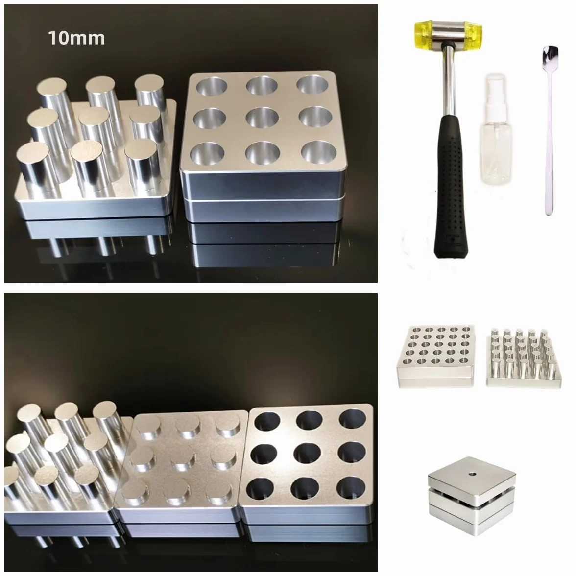 Piccola pressa per compresse di polvere in alluminio stampi per polvere di latte (9 fori)