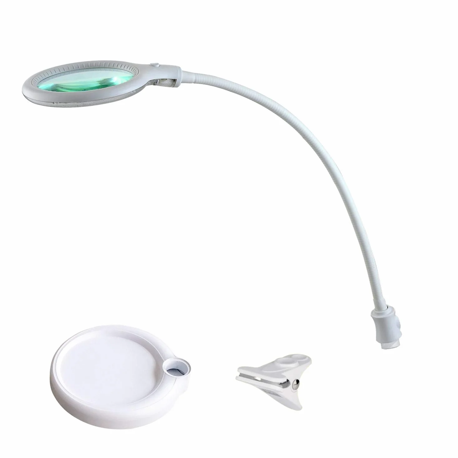Lumeno 6803WS Lampada d'ingrandimento Lampada a pinza LED con 30 LED SMD, 6 watt, 550 Ideale per saloni di bellezza, studi medici, hobbisti, ausilio alla lettura, 3 diottrie bianco