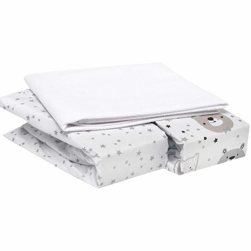 FlyIdeas Set 2 Lenzuola per Next to Me 50x83 cm 100% Cotone Coprimaterasso Impermeabile Made in Italy