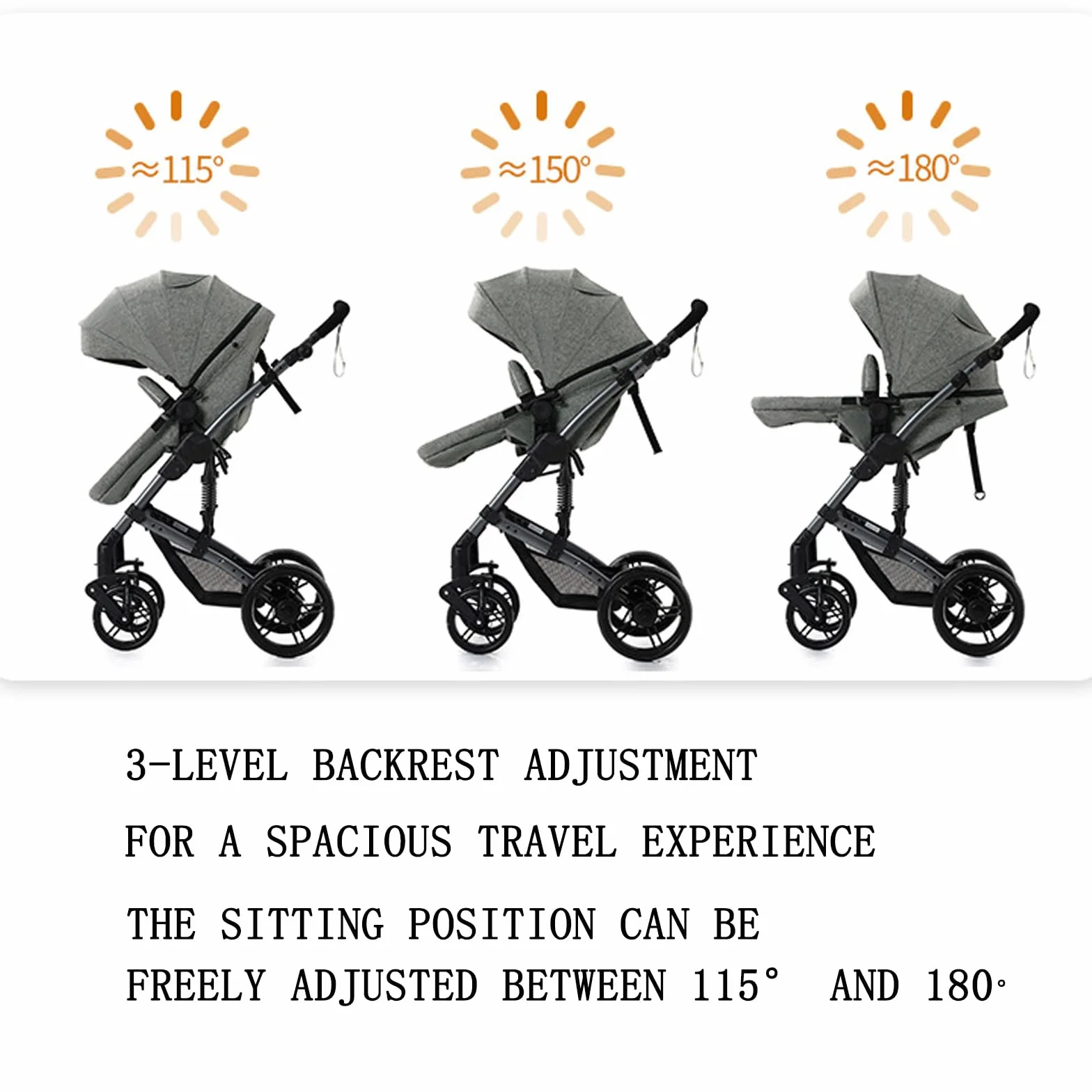 Passeggino 3 in 1 Trio Navicella Neonato Sistema Viaggio Seggiolino Auto 0-36 Mesi Nero
