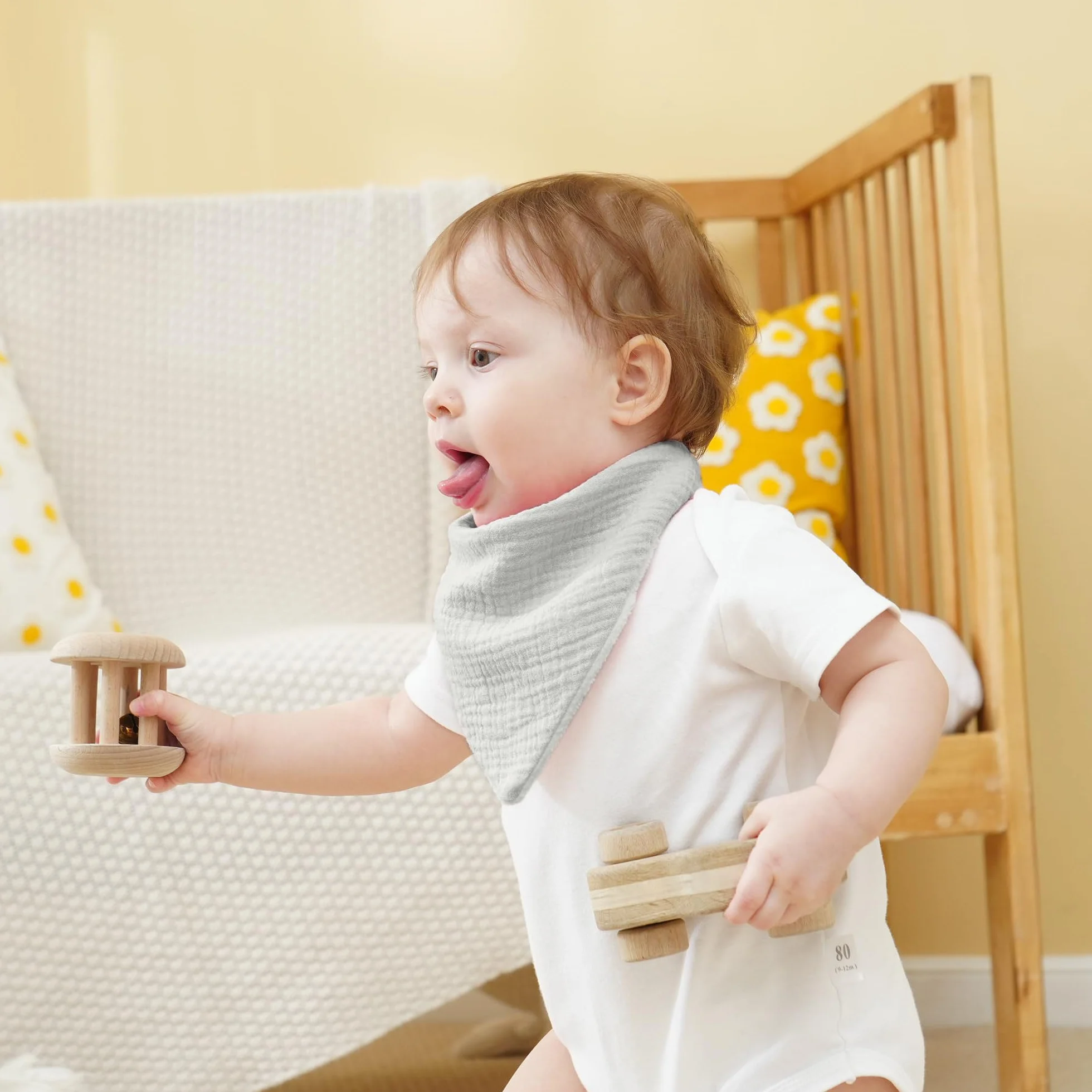 Bavaglini Neonato Mussola 6 Pezzi Triangolo Regolabili Bambino Ragazzi