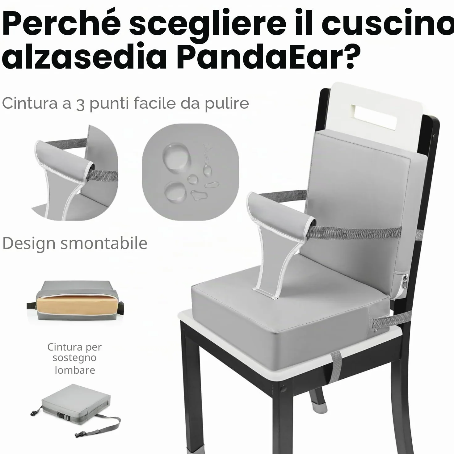 PandaEar Seggiolone per Bambini Portatile da Tavolo con Cuscino da Viaggio e Cintura Regolabile