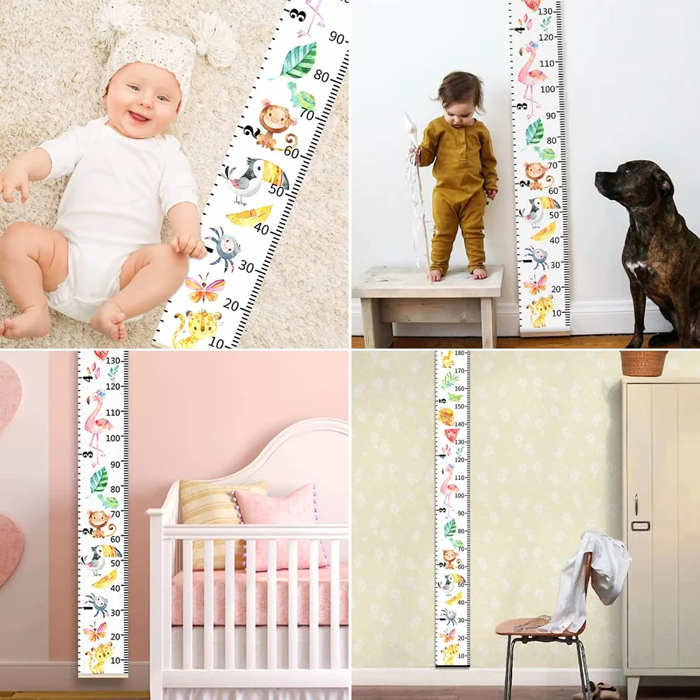 Misura Bambini Parete Rimovibile Legno 20x200 cm Grafico Crescita Altezza Decorazione Murale Vivaio